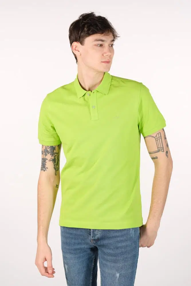 Ar-ma Erkek Polo Yaka Tişört Baskisiz Basic Örme Kumaş Büyük Beden %95 Pamuk %5 Likra 30/1 Tek Toplama Licrali Pike Y22374869601 - Yeşil-Y1