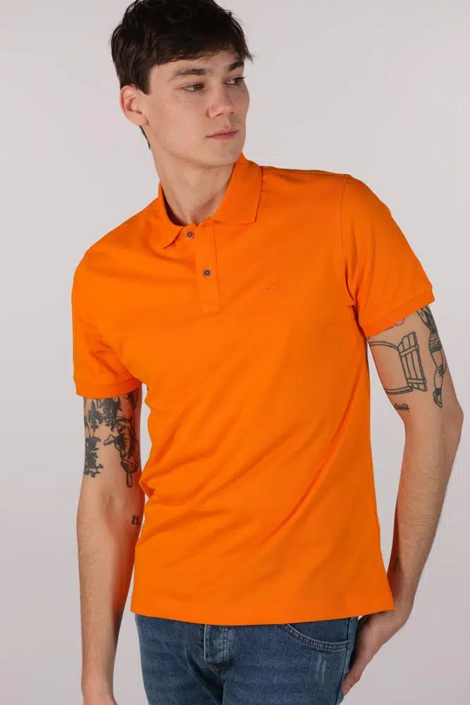 Ar-ma Erkek Polo Yaka Tişört Baskisiz Basic Örme Kumaş Büyük Beden %95 Pamuk %5 Likra 30/1 Tek Toplama Licrali Pike Y22374869601 - Turuncu-T1