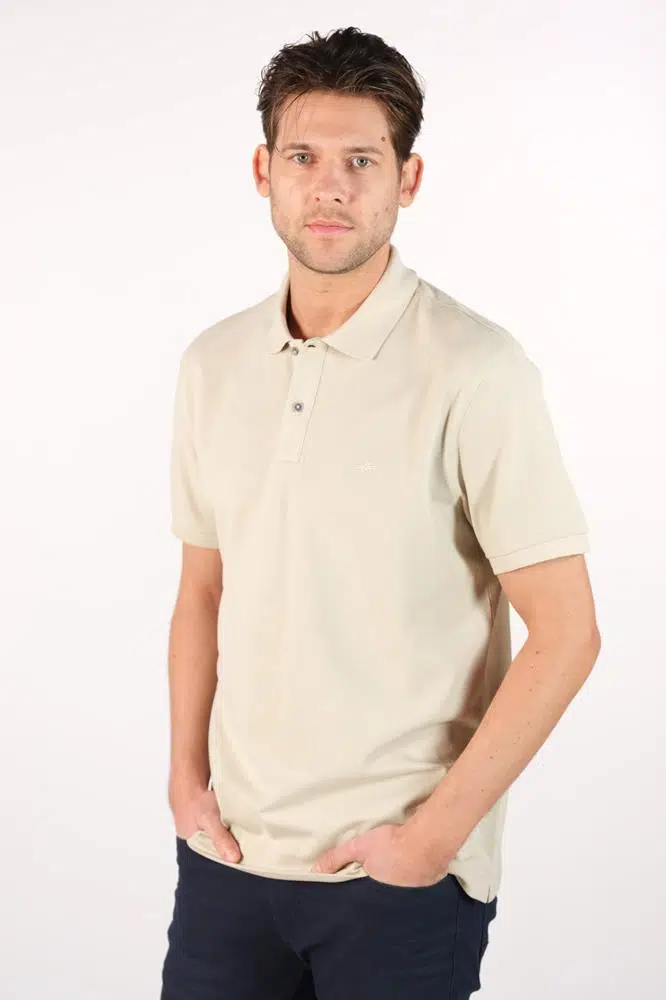 Ar-ma Erkek Polo Yaka Tişört Baskisiz Basic Örme Kumaş Büyük Beden %95 Pamuk %5 Likra 30/1 Tek Toplama Licrali Pike Y22374869601 - Bej-B1