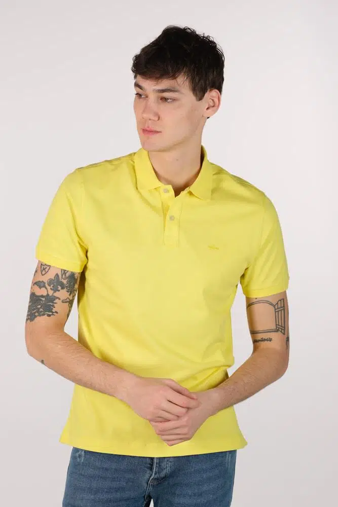 Ar-ma Erkek Polo Yaka Tişört Baskisiz Basic Örme Kumaş Büyük Beden %95 Pamuk %5 Likra 30/1 Tek Toplama Licrali Pike Y22374869601 - Sarı-S1