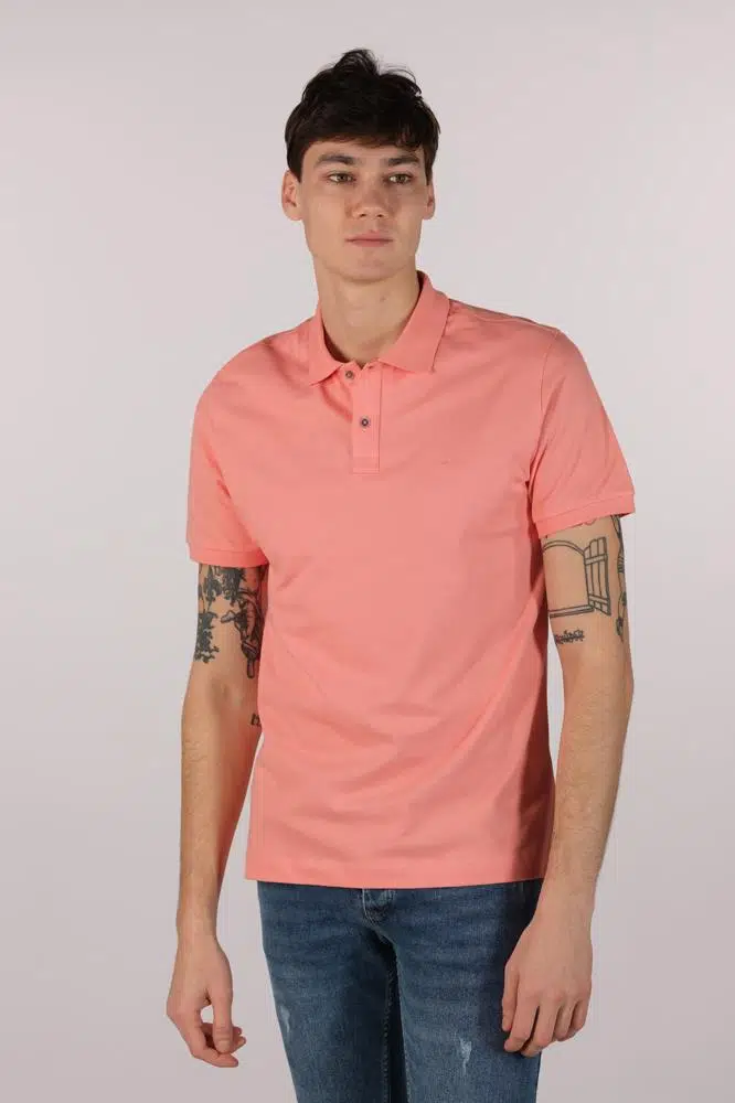 Ar-ma Erkek Polo Yaka Tişört Baskisiz Basic Örme Kumaş Büyük Beden %95 Pamuk %5 Likra 30/1 Tek Toplama Licrali Pike Y22374869601 - Pembe-P1