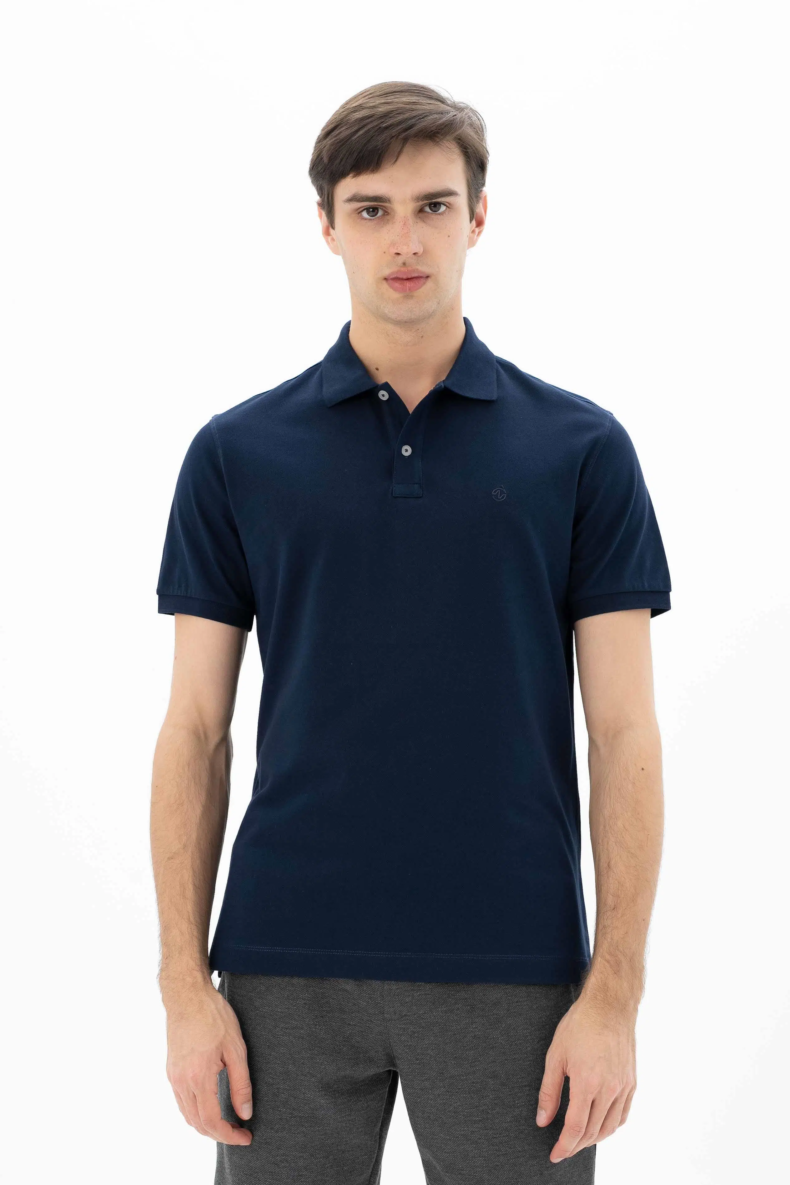 Ar-ma Erkek Polo Yaka Tişört Baskisiz Basic Örme Kumaş Büyük Beden %95 Pamuk %5 Likra 30/1 Tek Toplama Licrali Pike Y25374866801 - Lacivert-L1