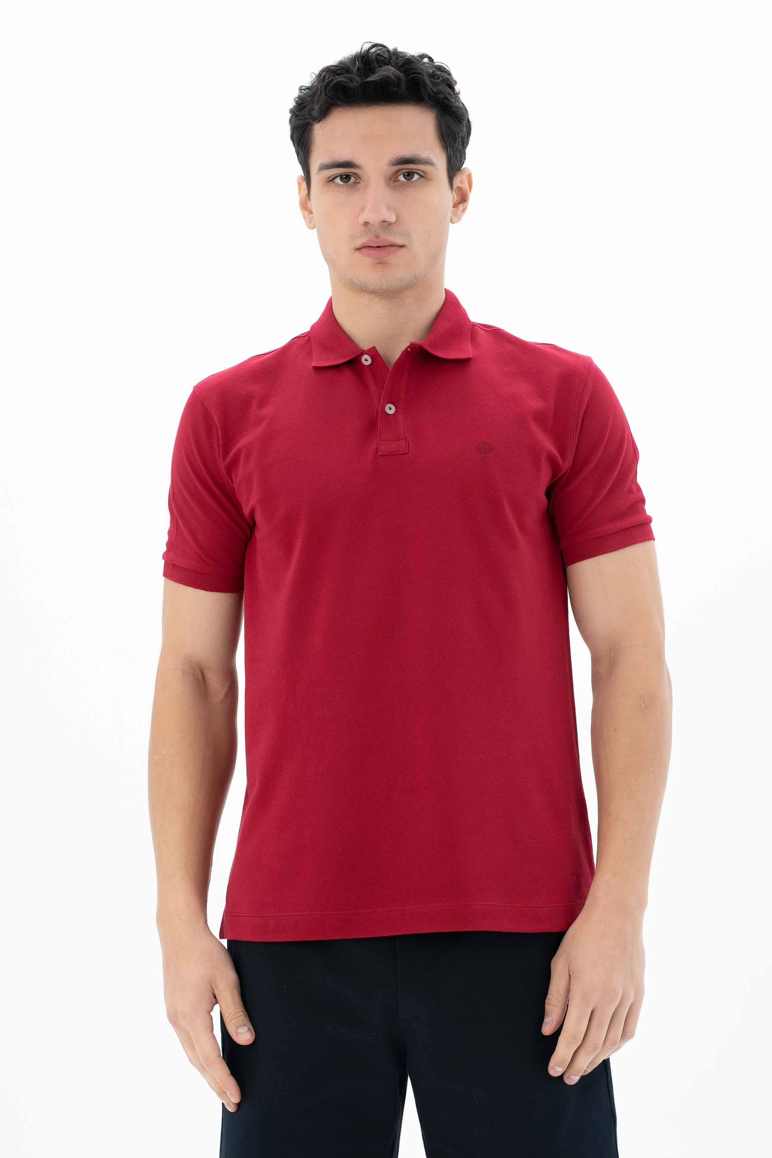 Ar-ma Erkek Polo Yaka Tişört Baskisiz Basic Örme Kumaş Büyük Beden %95 Pamuk %5 Likra 30/1 Tek Toplama Licrali Pike Y25374866801 - Bordo-B1