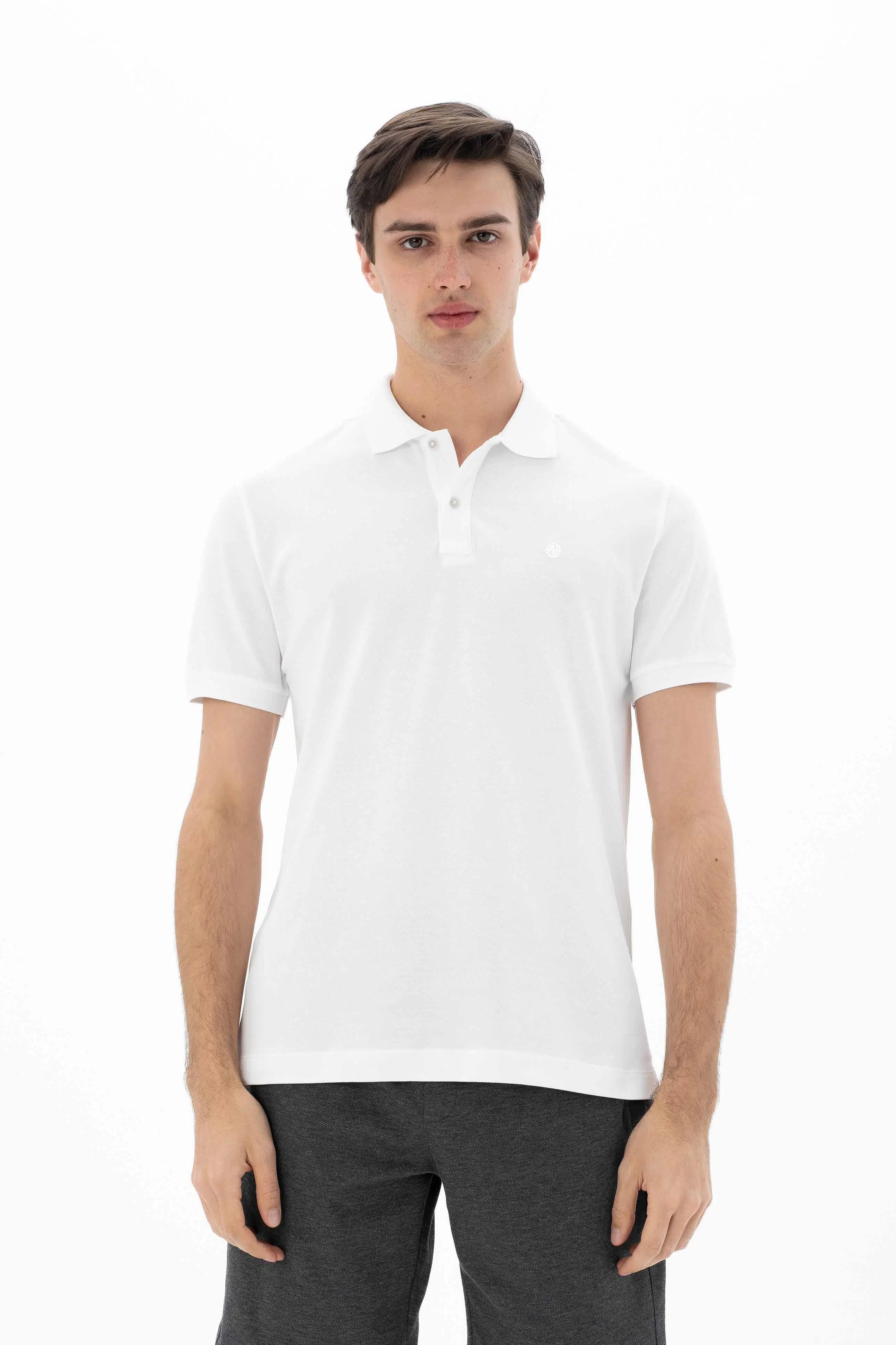 Ar-ma Erkek Polo Yaka Tişört Baskisiz Basic Örme Kumaş Büyük Beden %95 Pamuk %5 Likra 30/1 Tek Toplama Licrali Pike Y25374866801 - Beyaz-B1