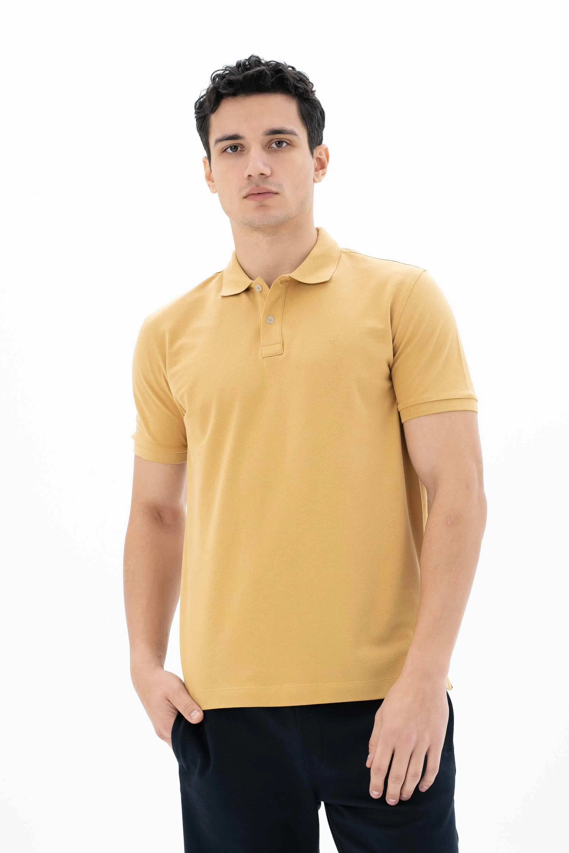 Ar-ma Erkek Polo Yaka Tişört Baskisiz Basic Örme Kumaş Büyük Beden %95 Pamuk %5 Likra 30/1 Tek Toplama Licrali Pike Y25374866801 - Hardal Sarısı-H1