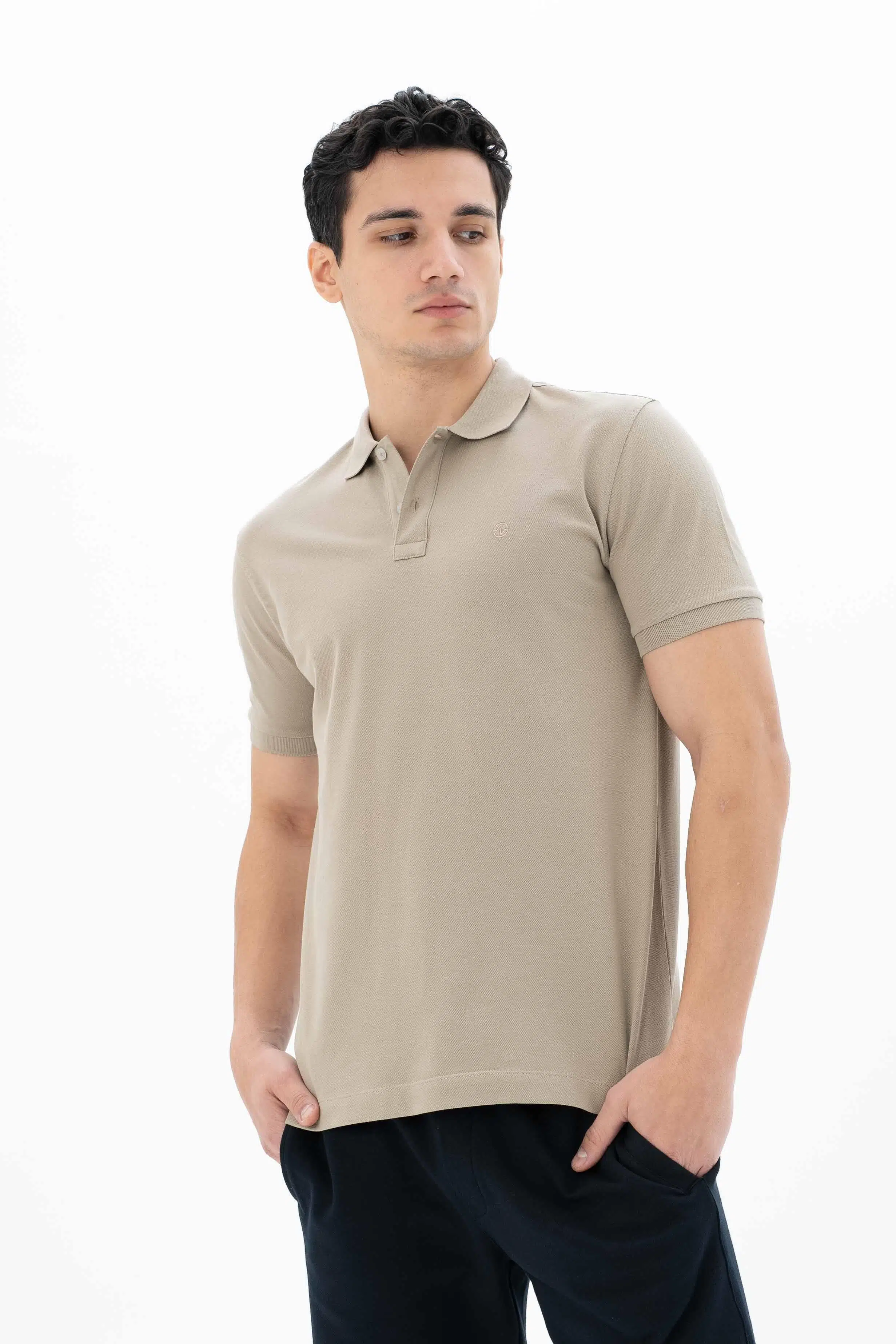 Ar-ma Erkek Polo Yaka Tişört Baskisiz Basic Örme Kumaş Büyük Beden %95 Pamuk %5 Likra 30/1 Tek Toplama Licrali Pike Y25374866801 - Gri-Bej G8