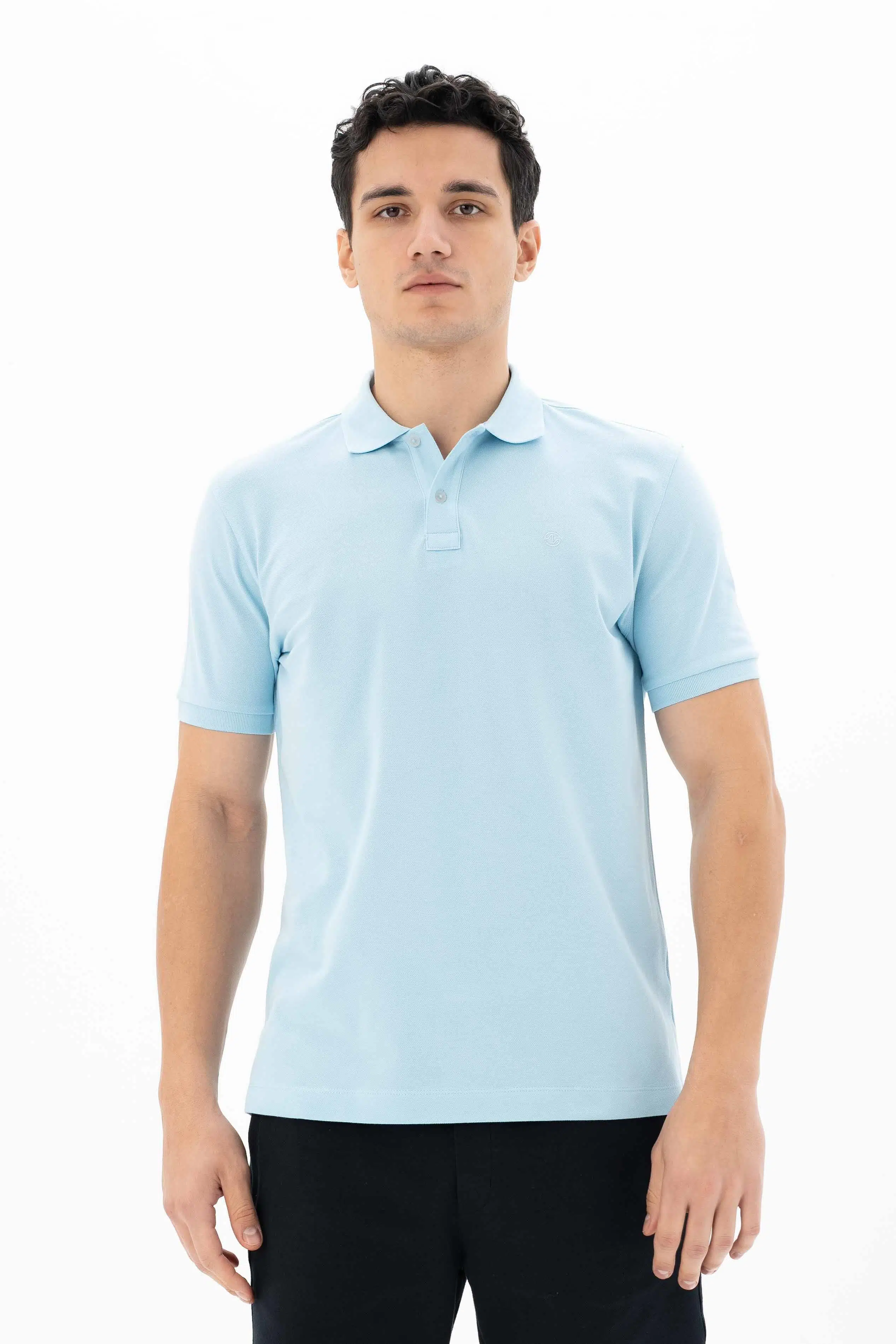 Ar-ma Erkek Polo Yaka Tişört Baskisiz Basic Örme Kumaş Büyük Beden %95 Pamuk %5 Likra 30/1 Tek Toplama Licrali Pike Y25374866801 - Mavi-M1