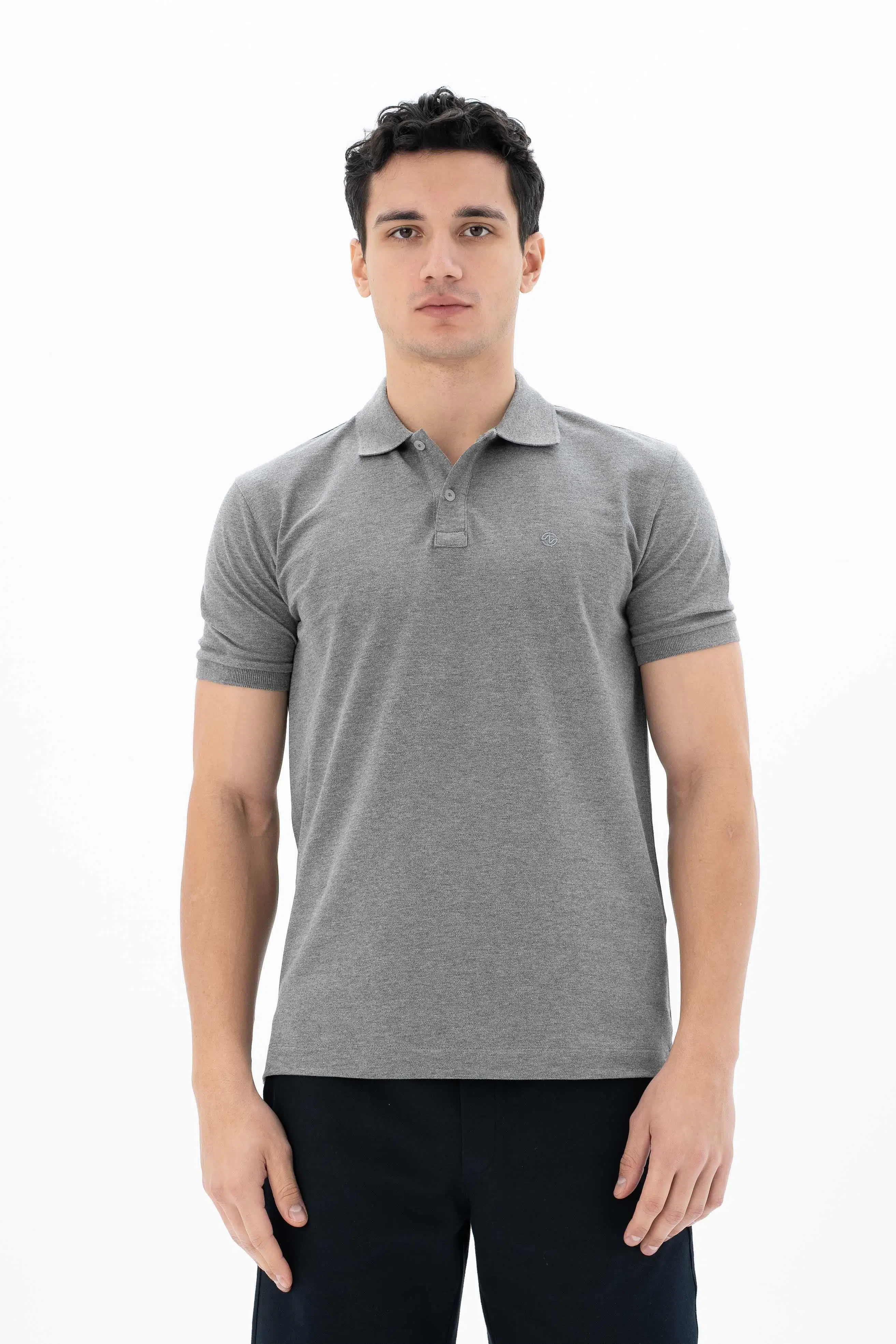 Ar-ma Erkek Polo Yaka Tişört Baskisiz Basic Örme Kumaş Büyük Beden %95 Pamuk %5 Likra 30/1 Tek Toplama Licrali Pike Y25374866801 - Gri-G1