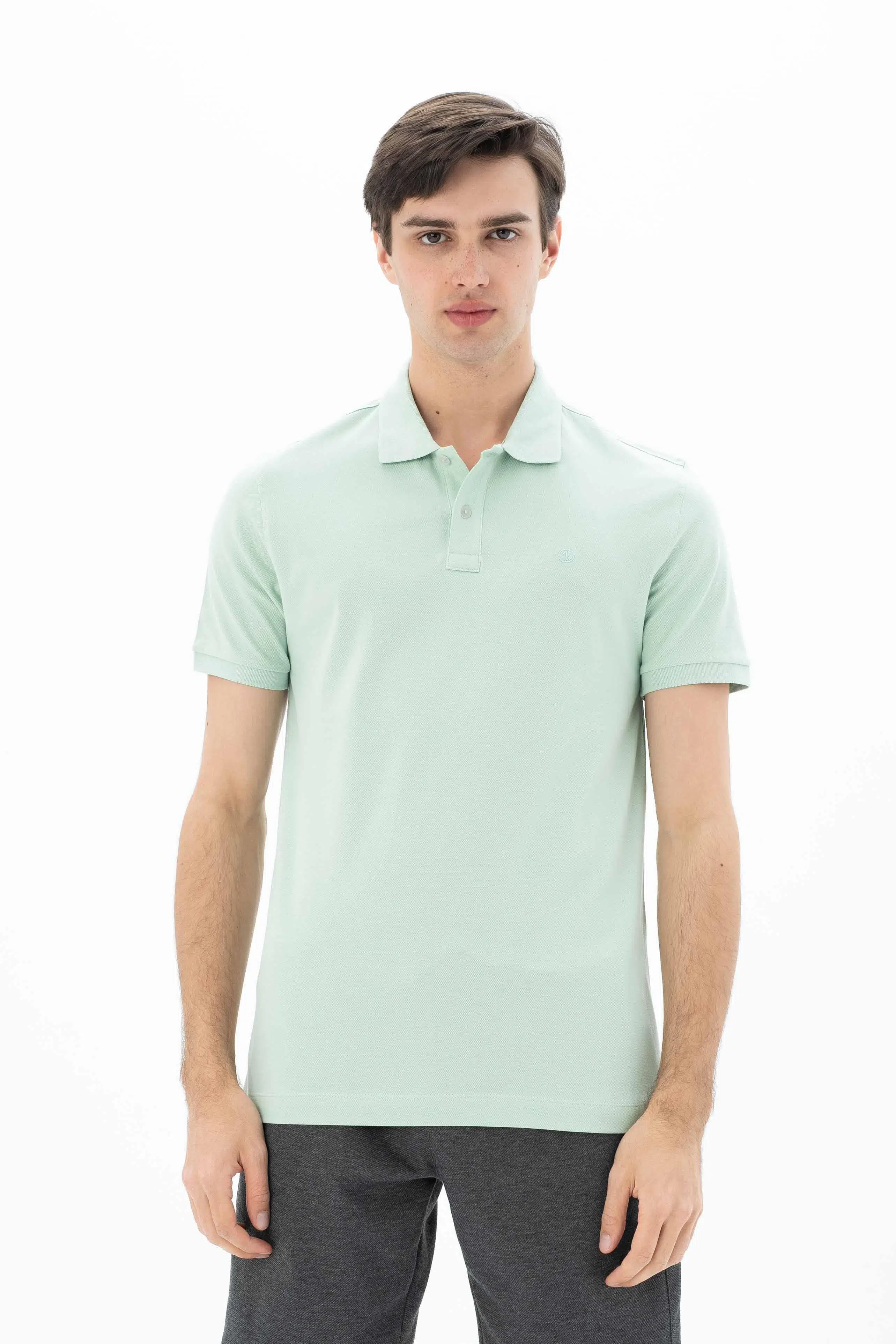 Ar-ma Erkek Polo Yaka Tişört Baskisiz Basic Örme Kumaş Büyük Beden %95 Pamuk %5 Likra 30/1 Tek Toplama Licrali Pike Y25374866801 - Yeşil-Y2