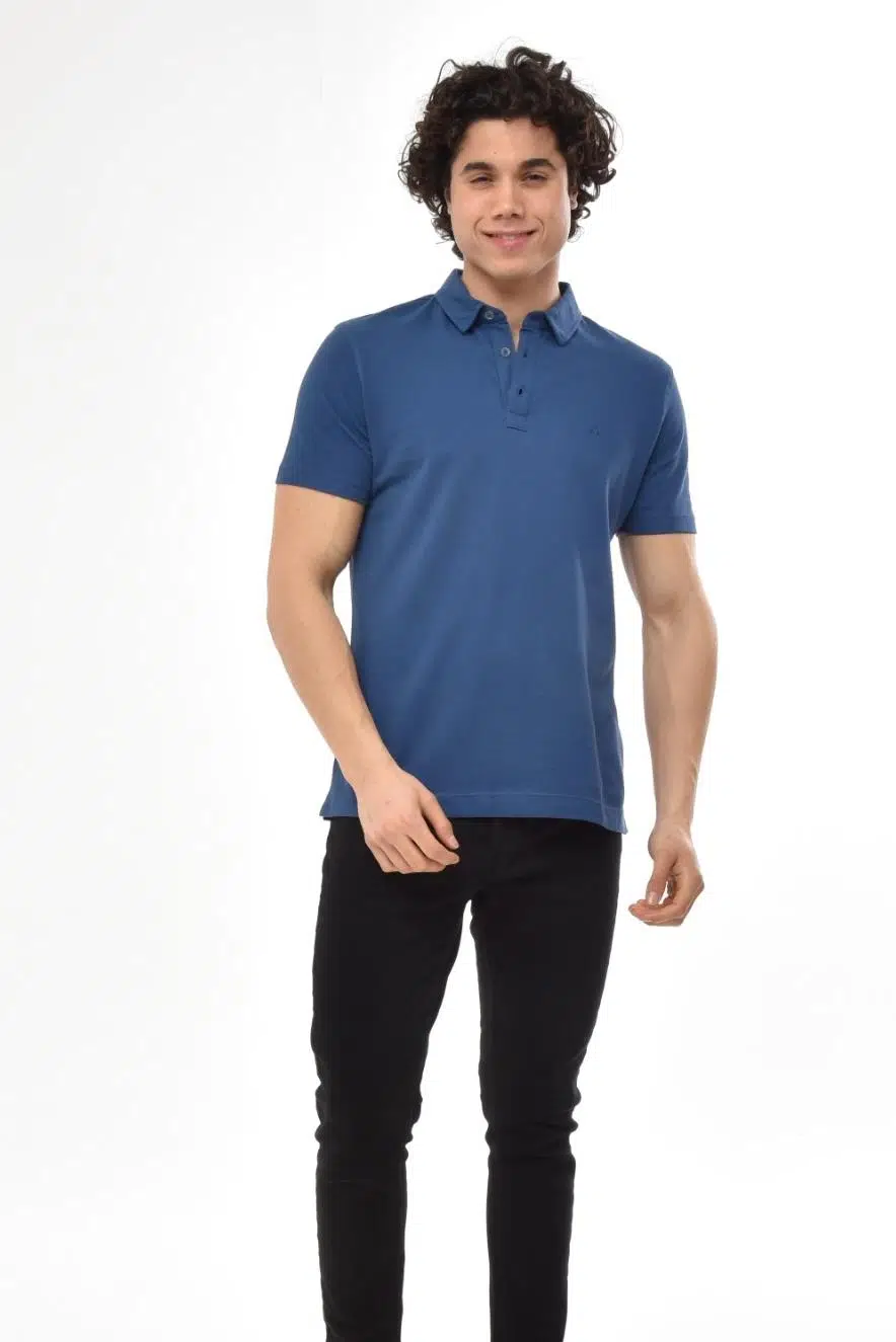 Ar-ma Erkek Polo Yaka Tişört Baskisiz Basic Regular Fit Çift Toplama Penye Pike Y22374350701 - Lacivert-L1