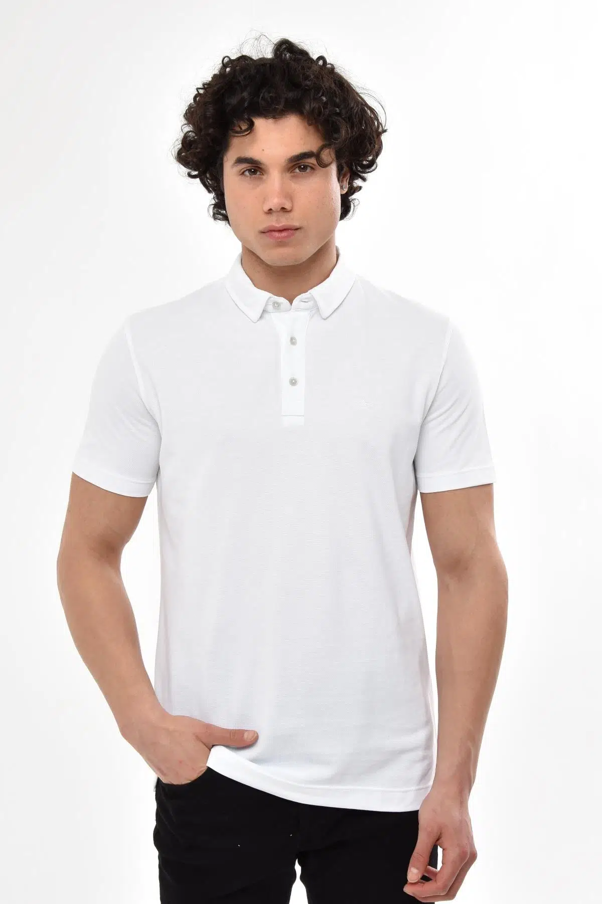 Ar-ma Erkek Polo Yaka Tişört Baskisiz Basic Regular Fit Çift Toplama Penye Pike Y22374350701 - Beyaz-B1