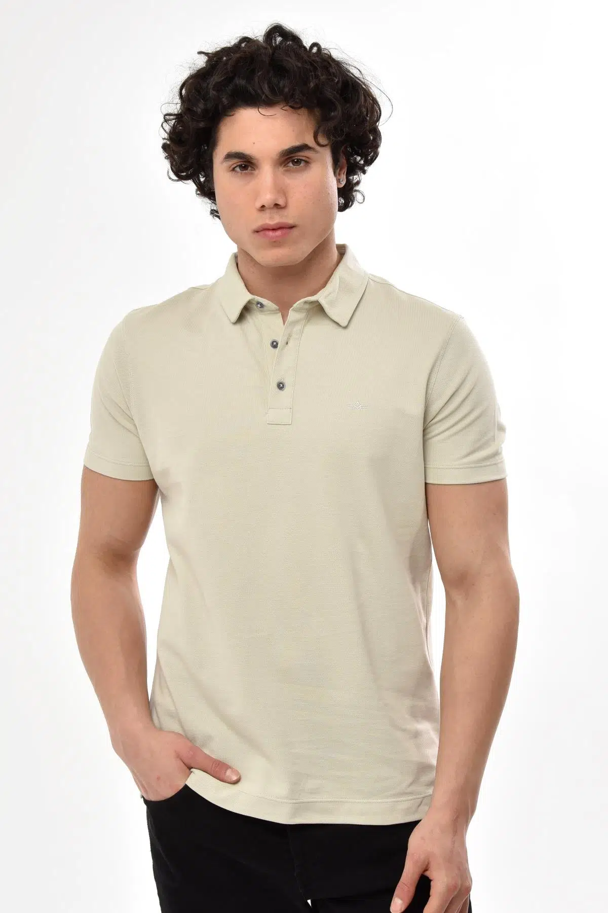 Ar-ma Erkek Polo Yaka Tişört Baskisiz Basic Regular Fit Çift Toplama Penye Pike Y22374350701 - Bej-B1