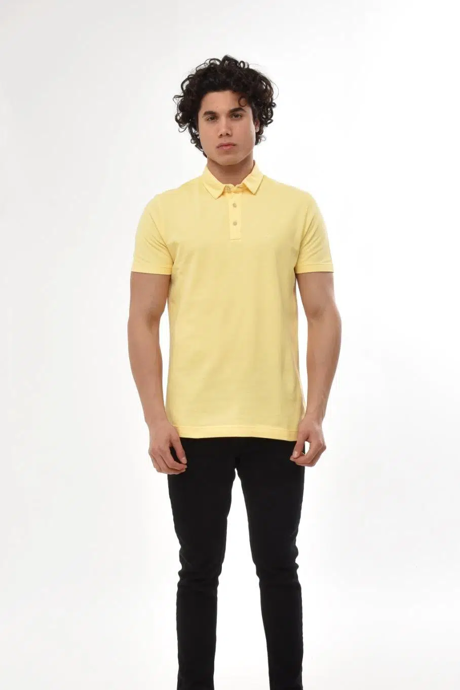 Ar-ma Erkek Polo Yaka Tişört Baskisiz Basic Regular Fit Çift Toplama Penye Pike Y22374350701 - Sarı-S1