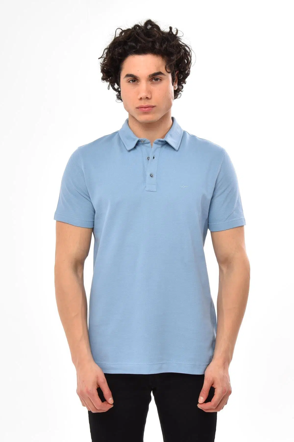 Ar-ma Erkek Polo Yaka Tişört Baskisiz Basic Regular Fit Çift Toplama Penye Pike Y22374350701 - Mavi-M2