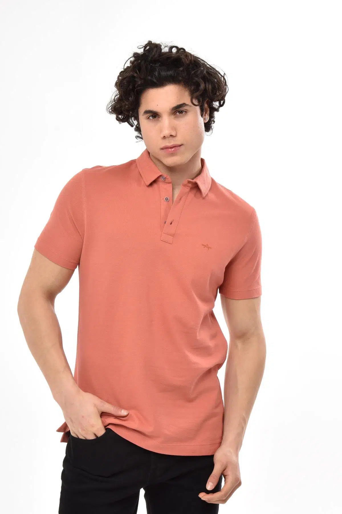 Ar-ma Erkek Polo Yaka Tişört Baskisiz Basic Regular Fit Çift Toplama Penye Pike Y22374350701 - Pembe-P4