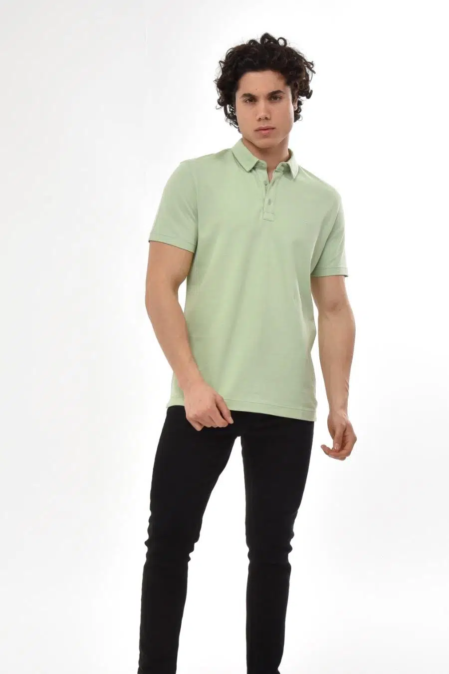 Ar-ma Erkek Polo Yaka Tişört Baskisiz Basic Regular Fit Çift Toplama Penye Pike Y22374350701 - Yeşil-Y2
