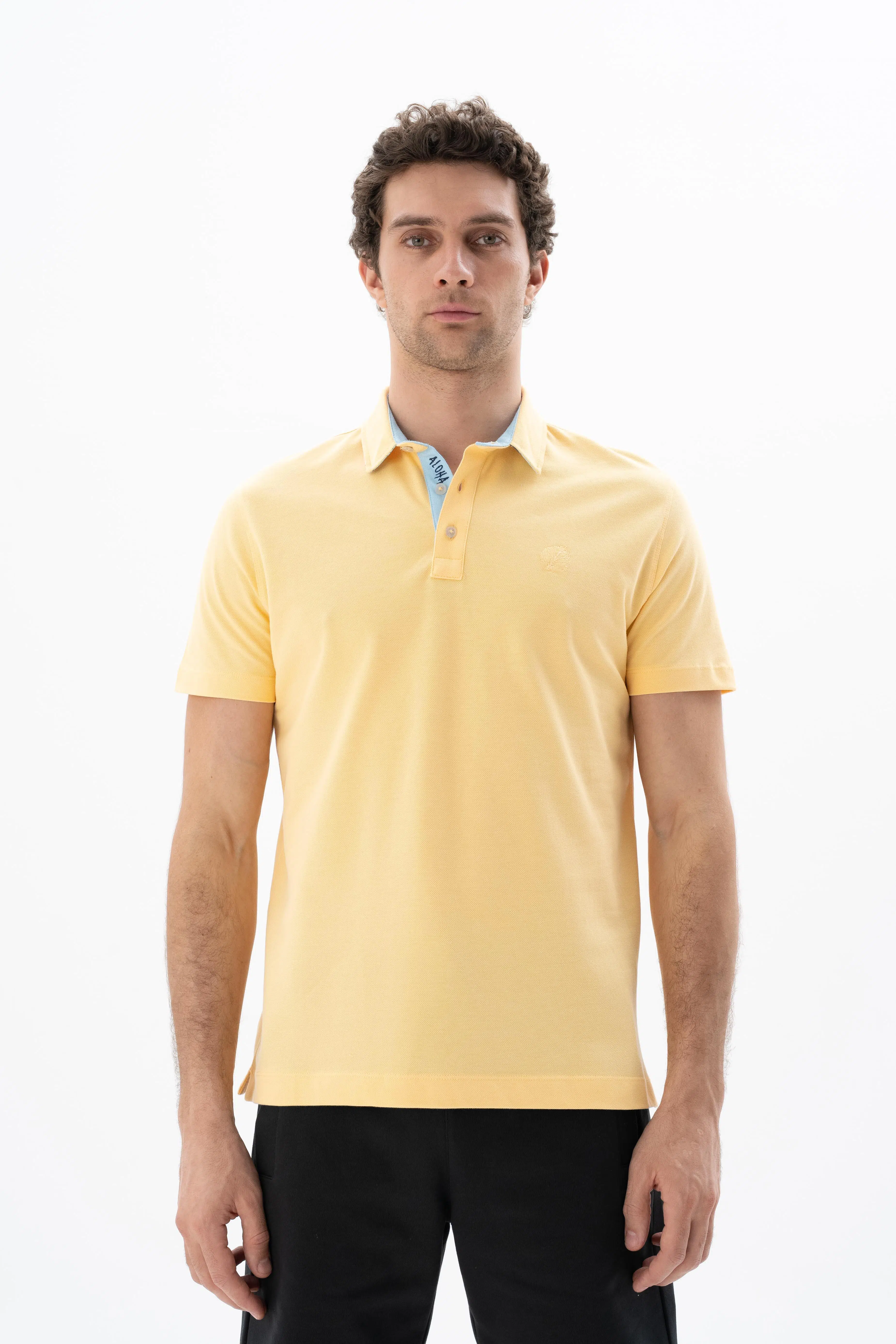 Ar-ma Erkek Polo Yaka Tişört Baskisiz Basic Örme Kumaş Regular Fit %100 Pamuk 30/1 Çift Toplama Penye Pike Y25374351501 - Sarı-S1