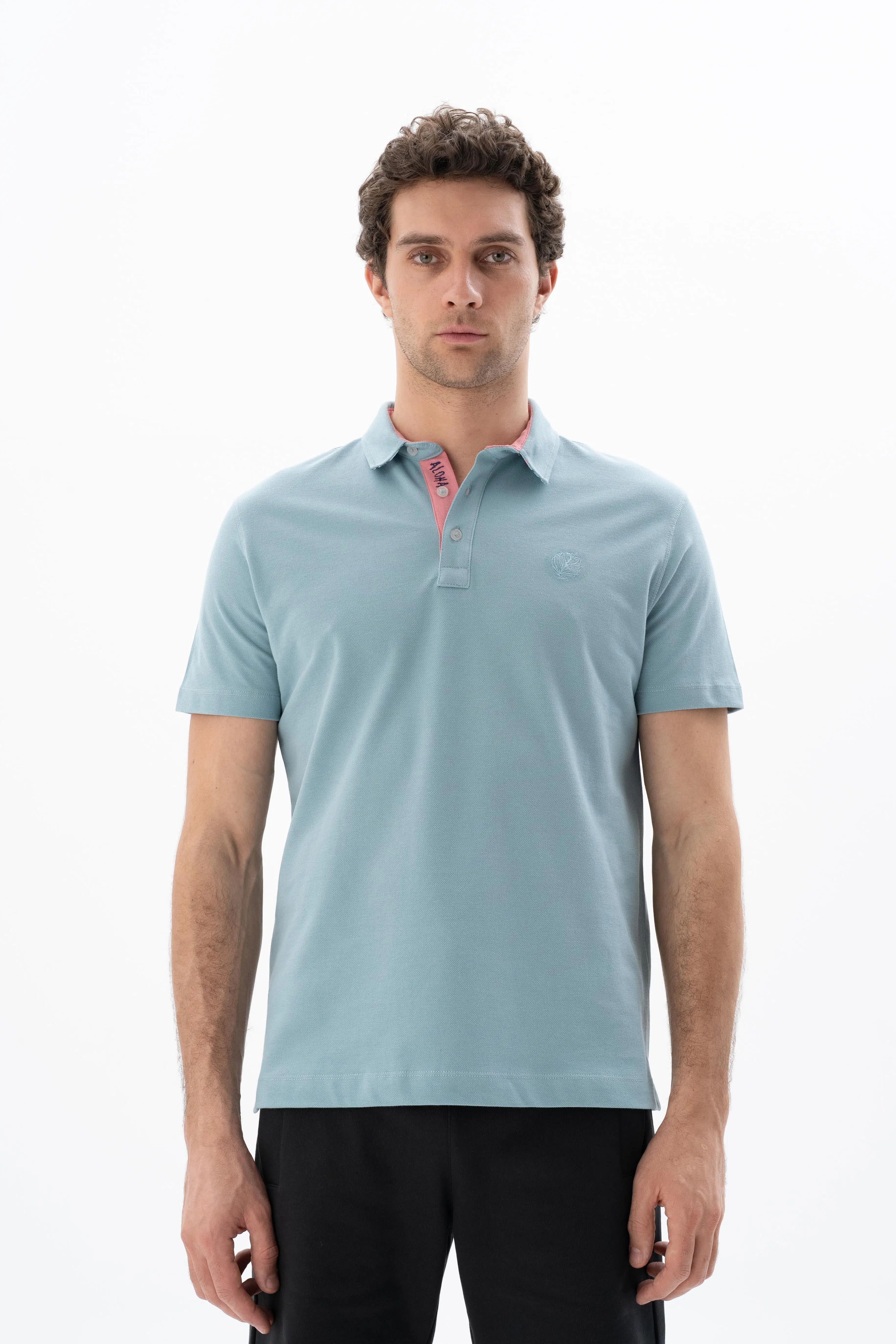 Ar-ma Erkek Polo Yaka Tişört Baskisiz Basic Örme Kumaş Regular Fit %100 Pamuk 30/1 Çift Toplama Penye Pike Y25374351501 - Mavi-M24