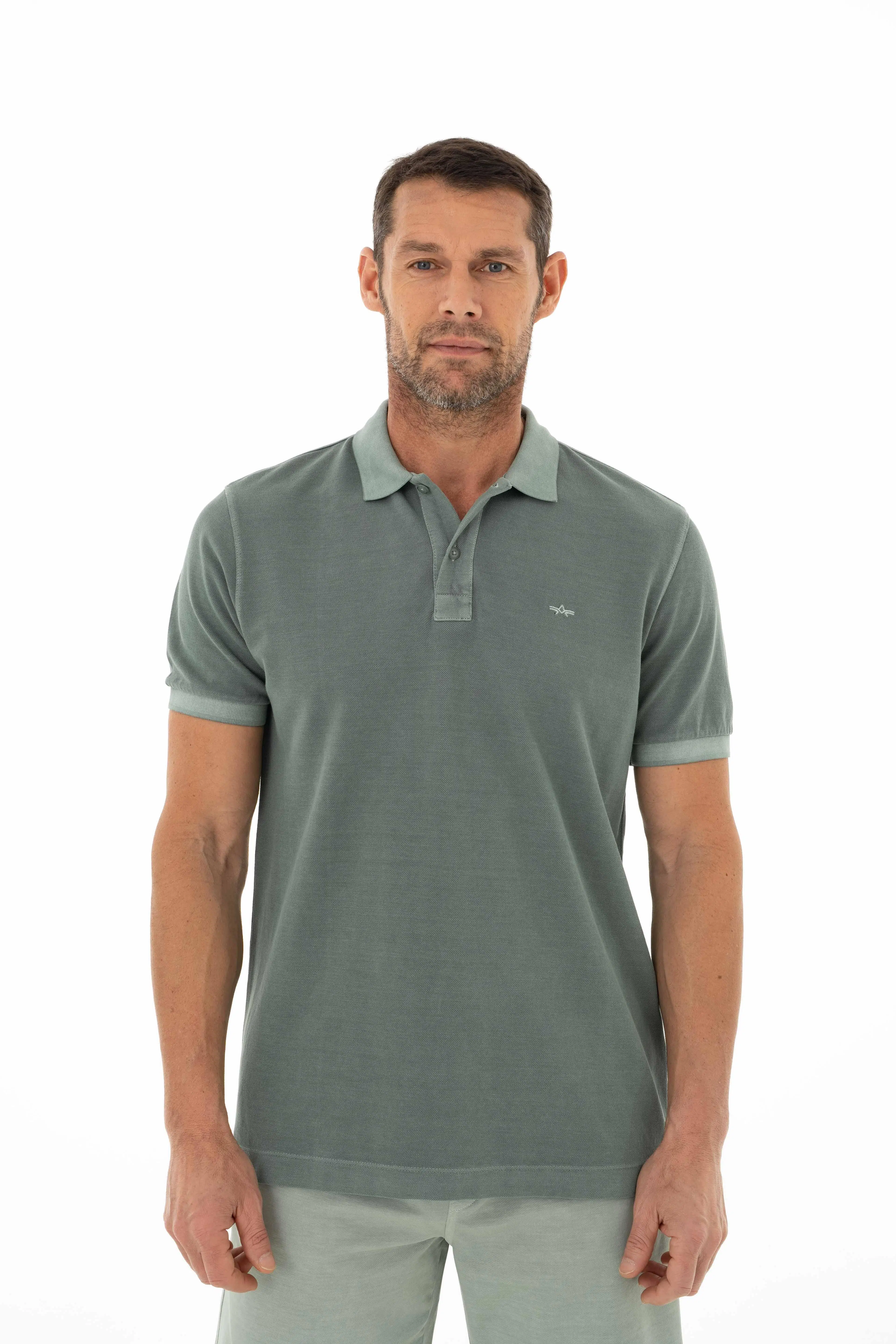 Ar-ma Erkek Polo Yaka Tişört Baskisiz Basic Örme Kumaş Regular Fit %100 Pamuk 30/1 Çift Toplama Penye Pike Y25374376001 - Yeşil-Y1