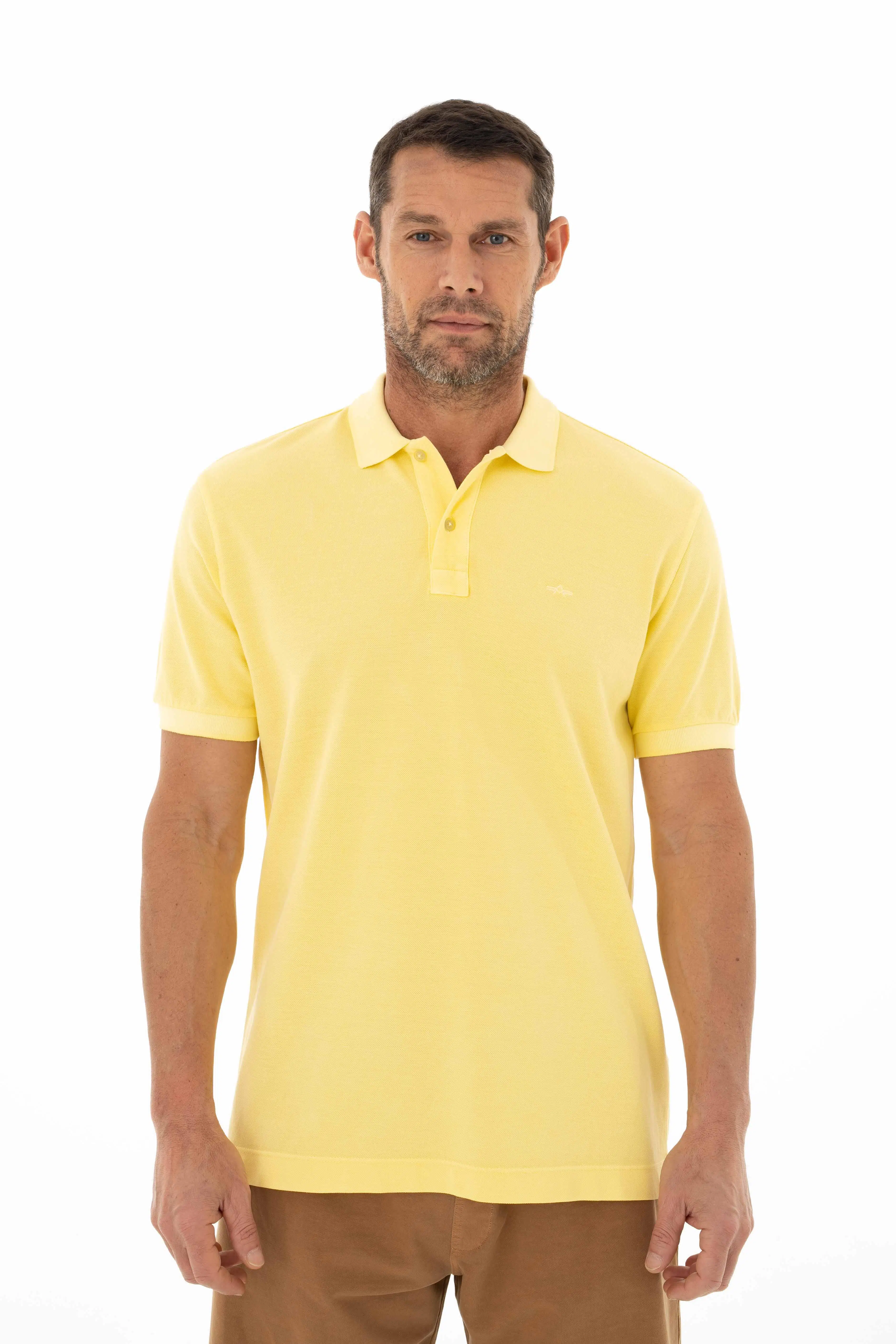 Ar-ma Erkek Polo Yaka Tişört Baskisiz Basic Örme Kumaş Regular Fit %100 Pamuk 30/1 Çift Toplama Penye Pike Y25374376001 - Sarı-S1
