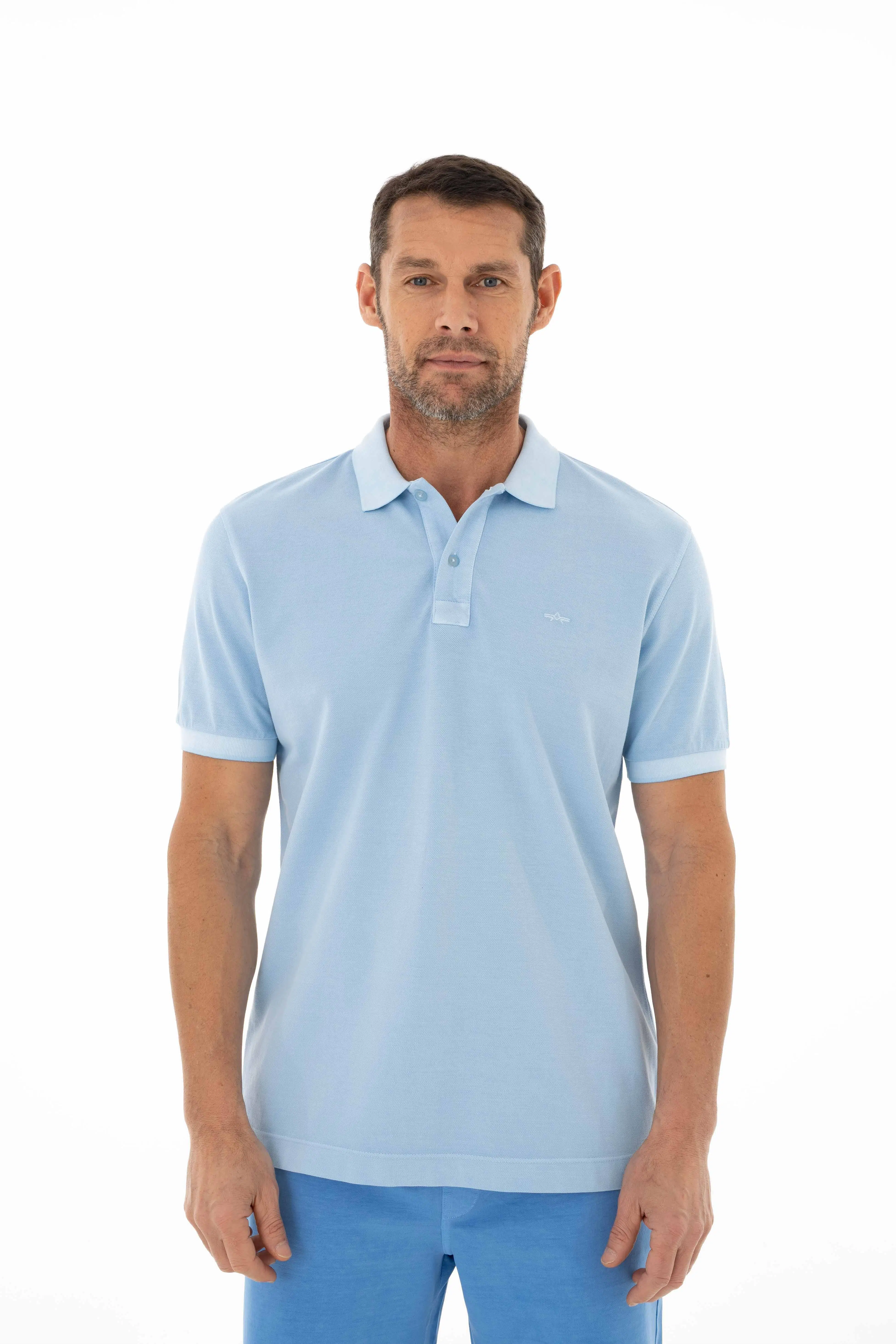Ar-ma Erkek Polo Yaka Tişört Baskisiz Basic Örme Kumaş Regular Fit %100 Pamuk 30/1 Çift Toplama Penye Pike Y25374376001 - Mavi-M2
