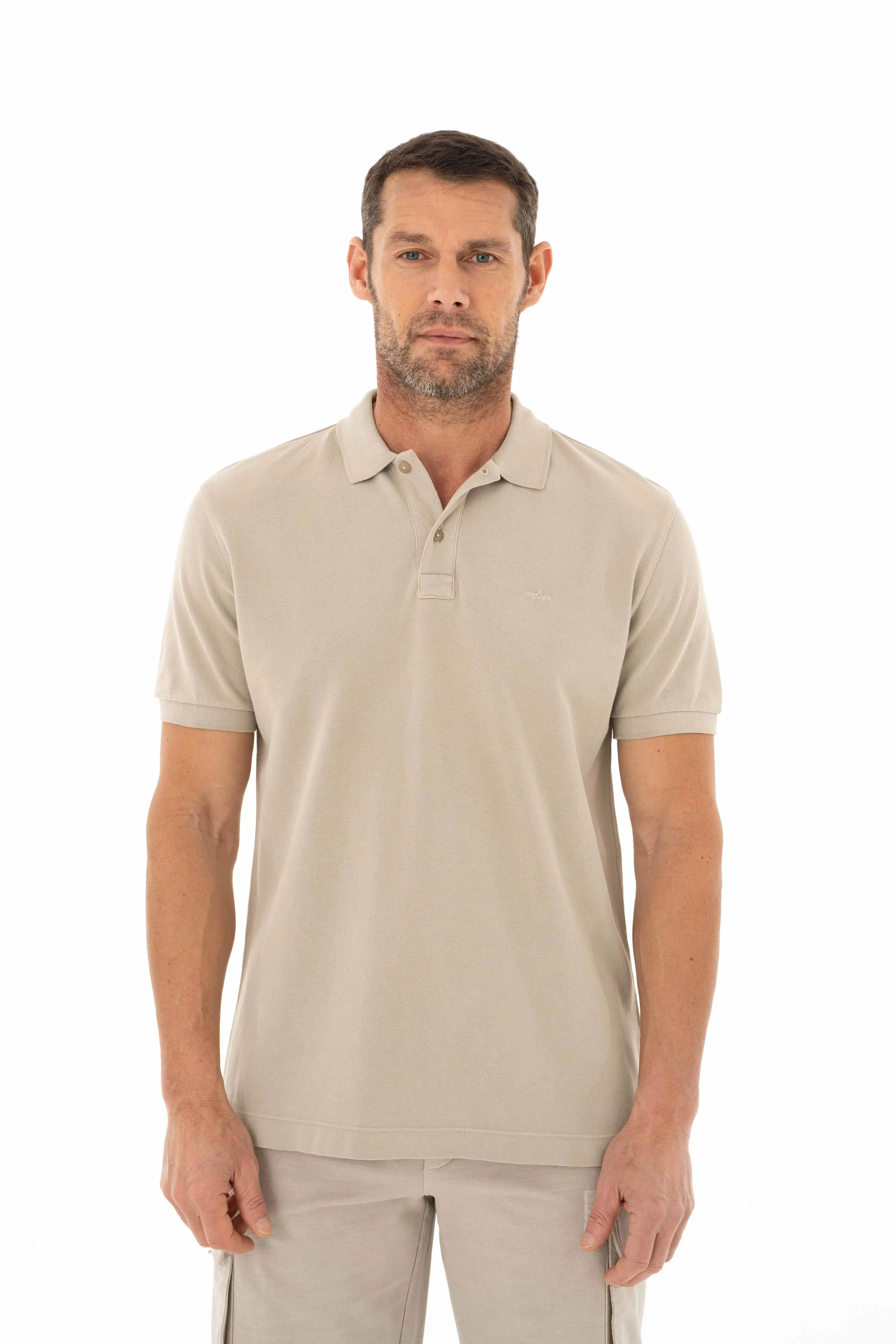 Ar-ma Erkek Polo Yaka Tişört Baskisiz Basic Örme Kumaş Regular Fit %100 Pamuk 30/1 Çift Toplama Penye Pike Y25374376001 - Gri-Bej G8