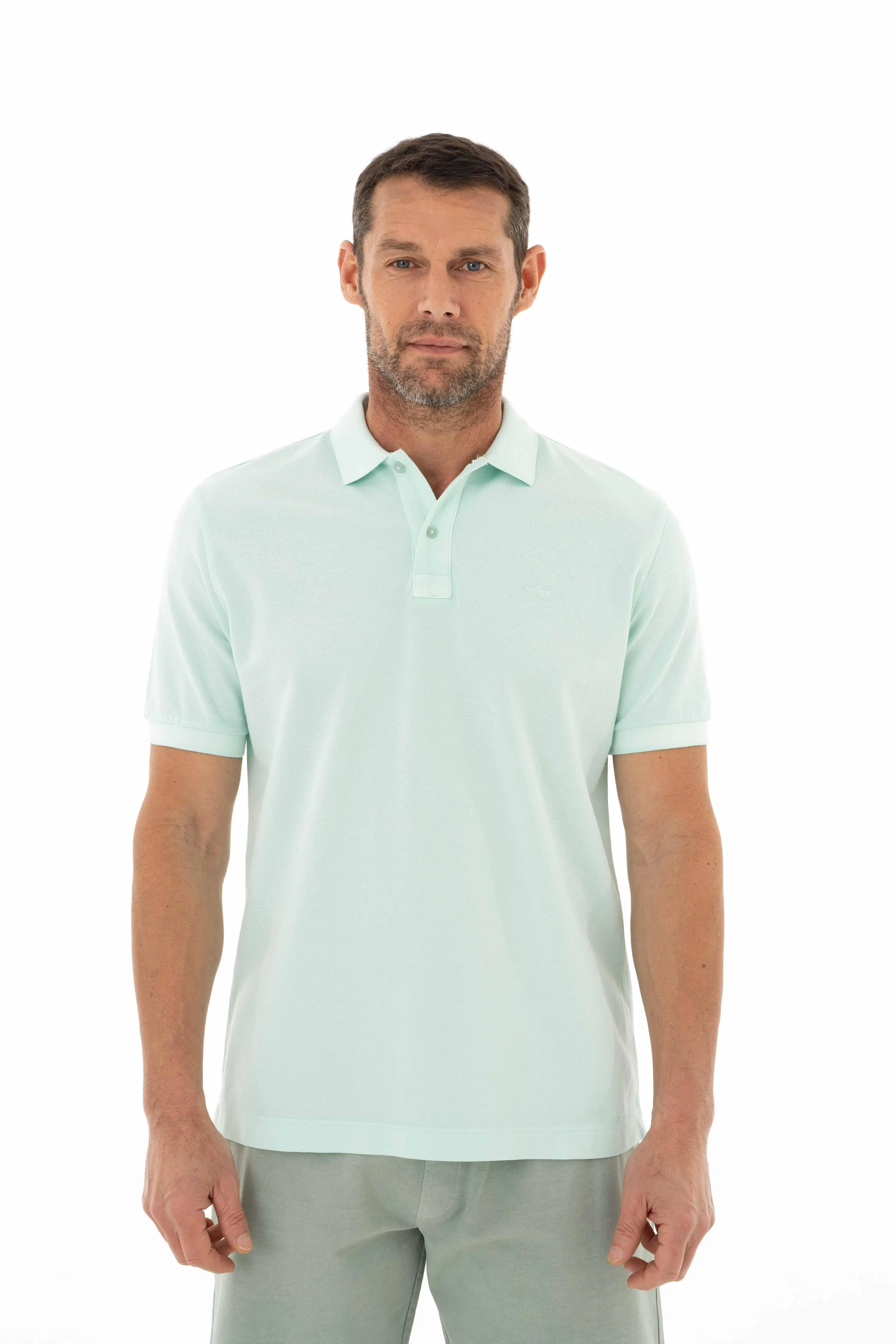 Ar-ma Erkek Polo Yaka Tişört Baskisiz Basic Örme Kumaş Regular Fit %100 Pamuk 30/1 Çift Toplama Penye Pike Y25374376001 - Yeşil-Y7