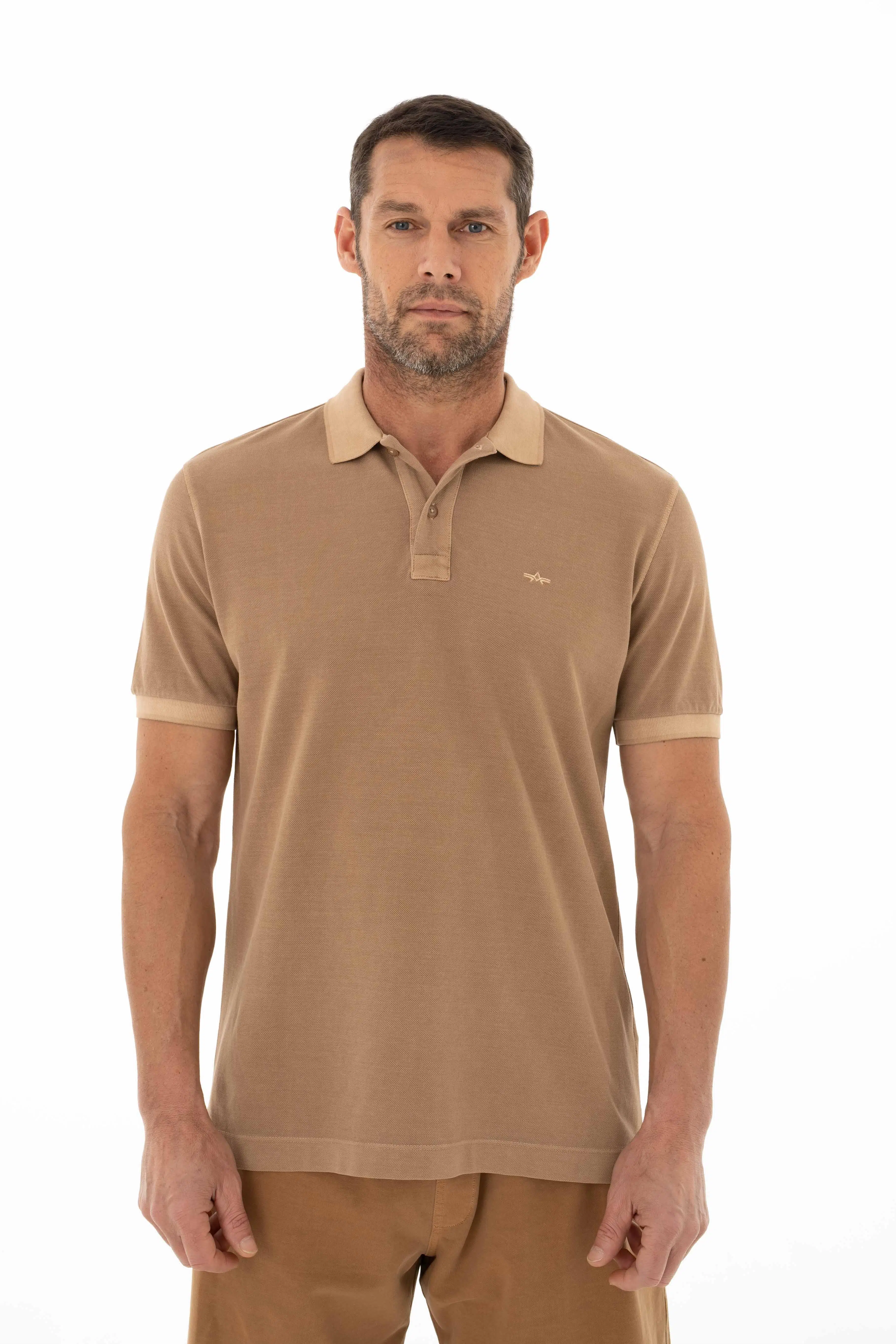 Ar-ma Erkek Polo Yaka Tişört Baskisiz Basic Örme Kumaş Regular Fit %100 Pamuk 30/1 Çift Toplama Penye Pike Y25374376001 - Kahverengi-K3
