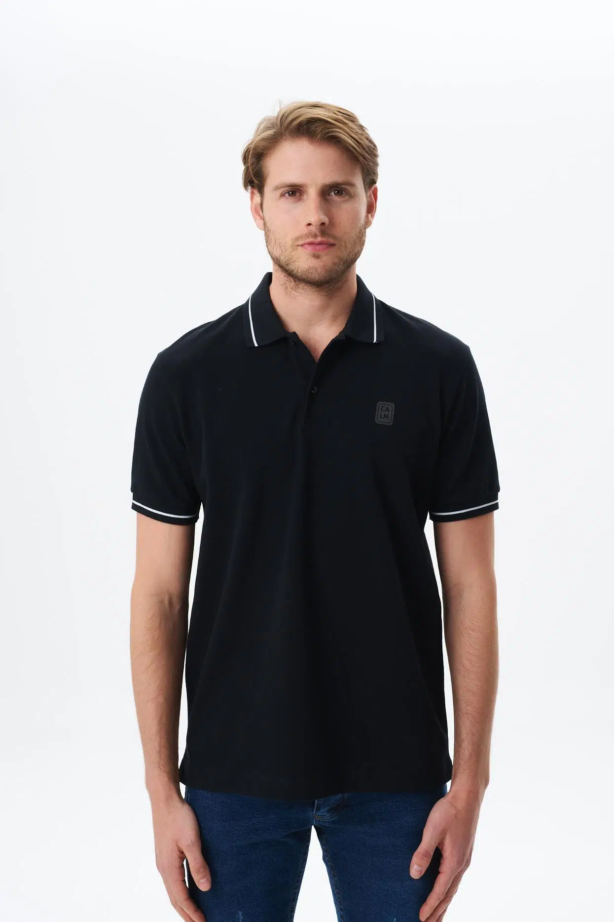Ar-ma Erkek Polo Yaka Tişört Baskisiz Basic Regular Fit Çift Toplama Penye Pike Y29374354402 - Siyah-S1