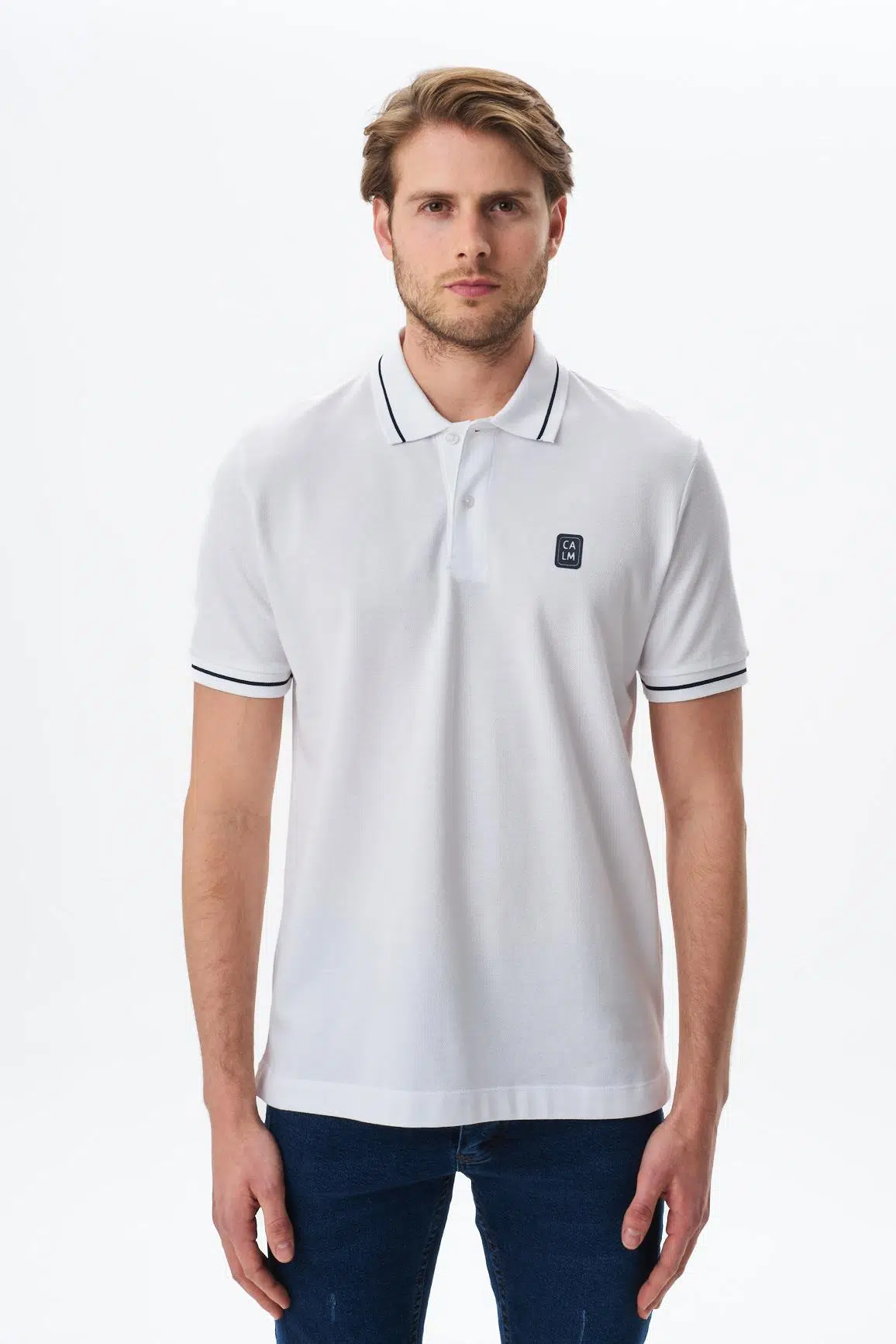 Ar-ma Erkek Polo Yaka Tişört Baskisiz Basic Regular Fit Çift Toplama Penye Pike Y29374354402 - Beyaz-B1
