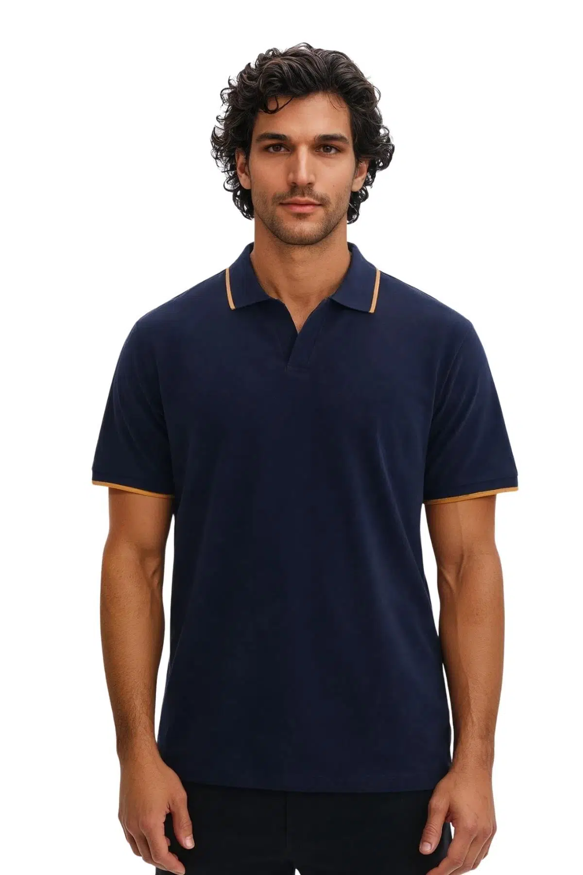 Ar-ma Erkek Polo Yaka Tişört Baskisiz Basic Regular Fit Çift Toplama Penye Pike Y31374356702 - Lacivert-L1