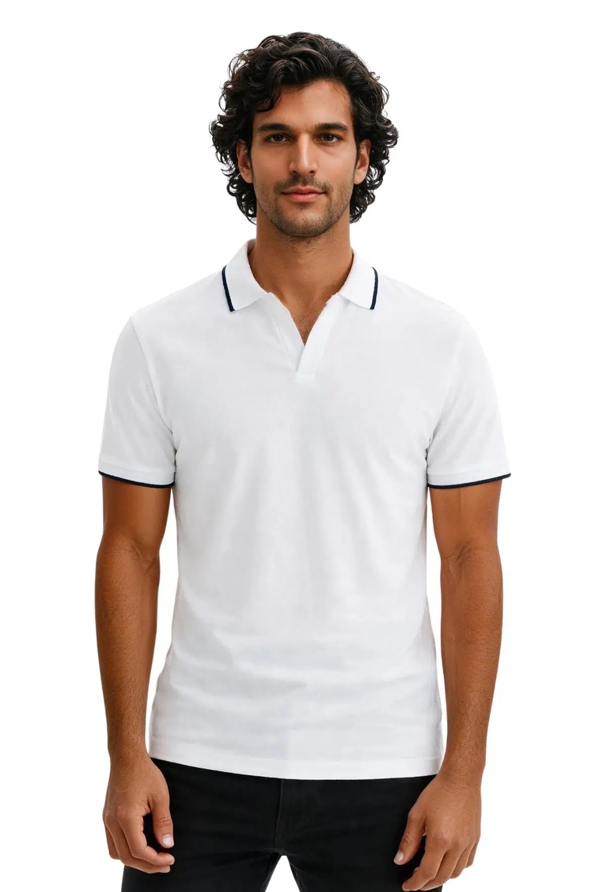 Ar-ma Erkek Polo Yaka Tişört Baskisiz Basic Regular Fit Çift Toplama Penye Pike Y31374356702 - Beyaz-B1