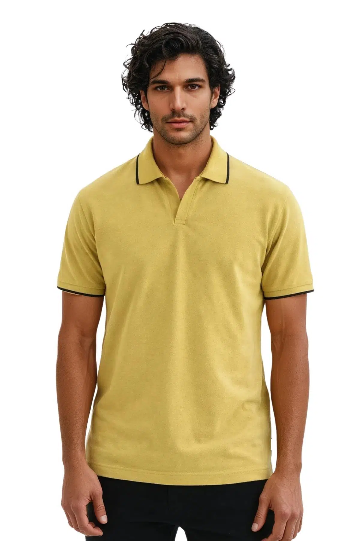 Ar-ma Erkek Polo Yaka Tişört Baskisiz Basic Regular Fit Çift Toplama Penye Pike Y31374356702 - Hardal Sarısı-H1