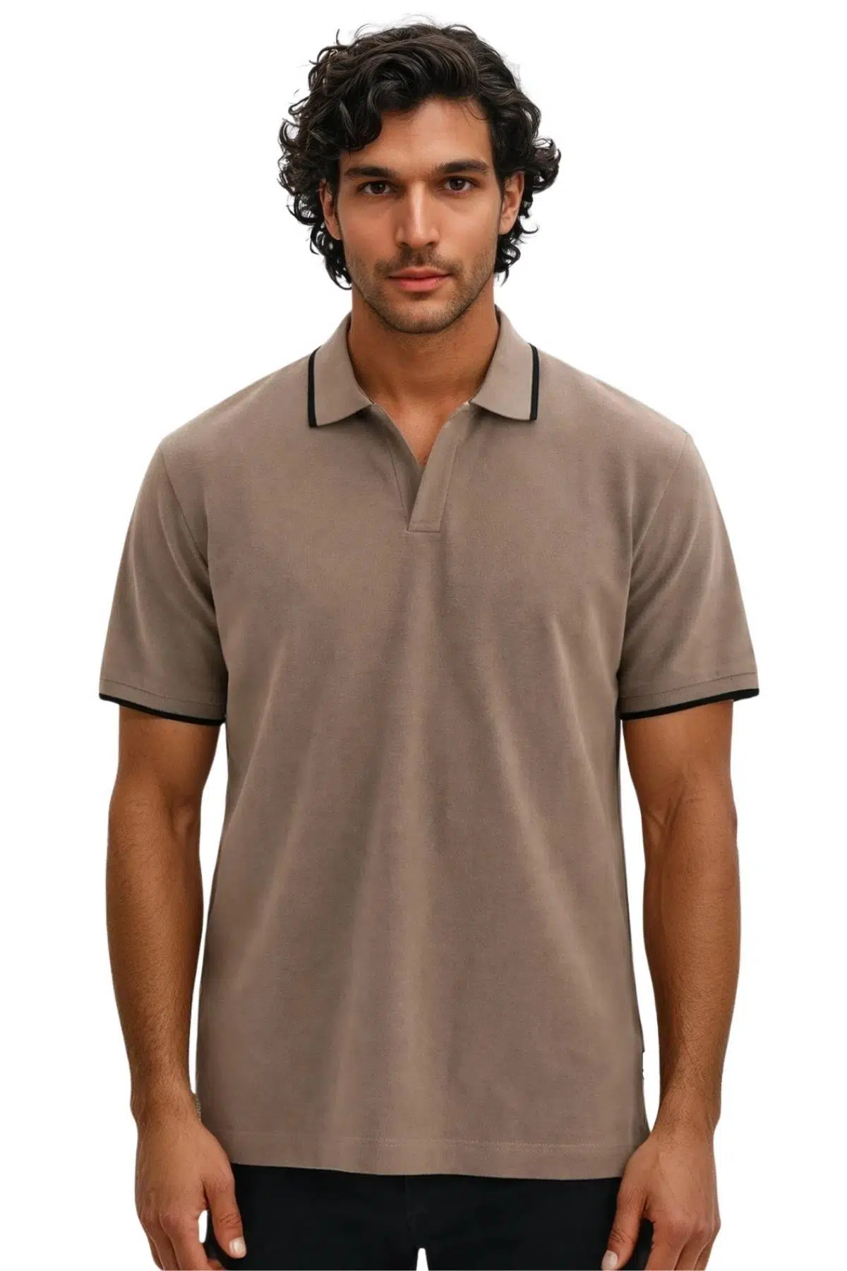 Ar-ma Erkek Polo Yaka Tişört Baskisiz Basic Regular Fit Çift Toplama Penye Pike Y31374356702 - Vizon-V1
