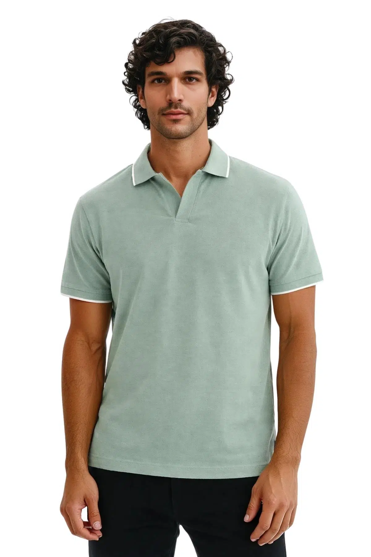 Ar-ma Erkek Polo Yaka Tişört Baskisiz Basic Regular Fit Çift Toplama Penye Pike Y31374356702 - Yeşil-Y2