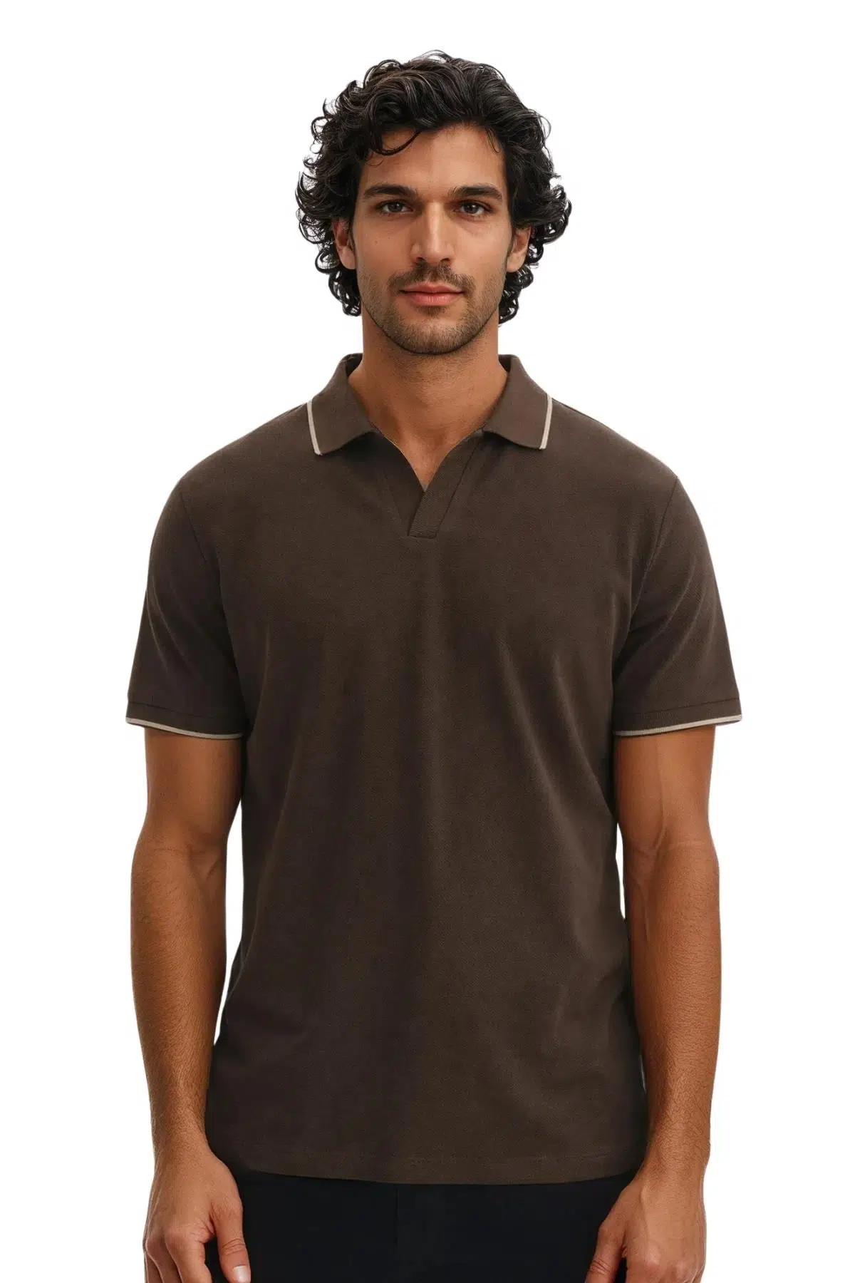 Ar-ma Erkek Polo Yaka Tişört Baskisiz Basic Regular Fit Çift Toplama Penye Pike Y31374356702 - Haki-H4