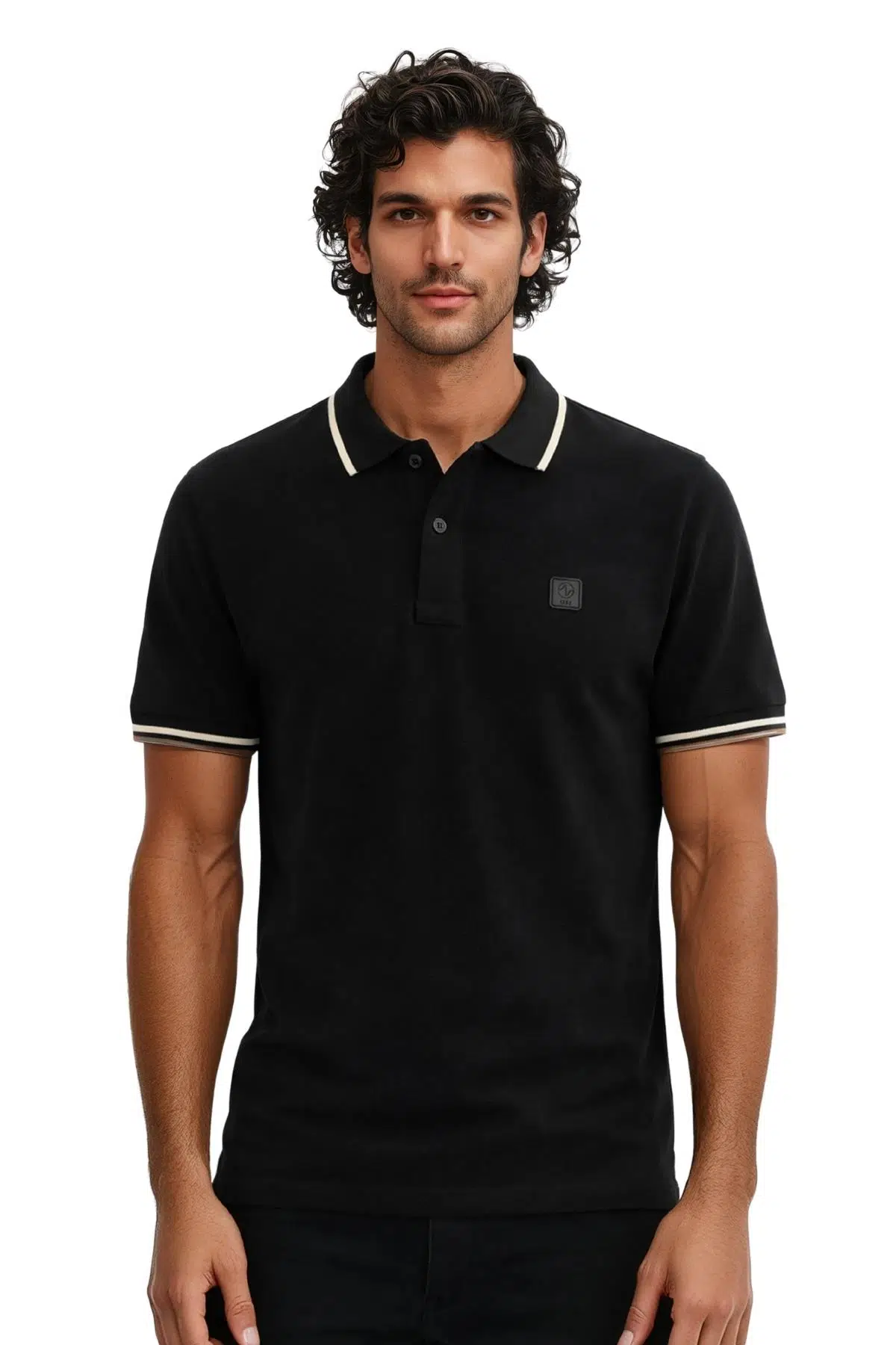 Ar-ma Erkek Polo Yaka Tişört Baskisiz Basic Regular Fit Çift Toplama Penye Pike Y31374356802 - Siyah-S1