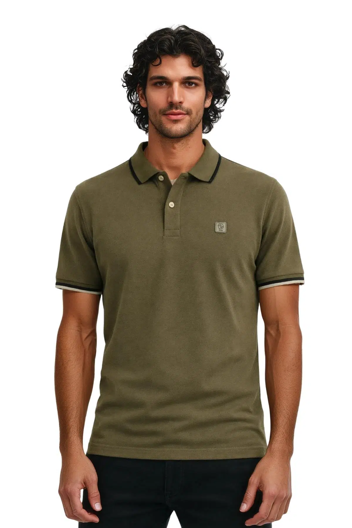 Ar-ma Erkek Polo Yaka Tişört Baskisiz Basic Regular Fit Çift Toplama Penye Pike Y31374356802 - Haki-H1