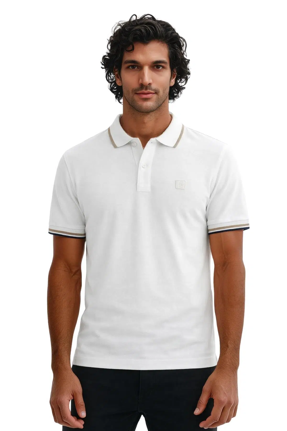 Ar-ma Erkek Polo Yaka Tişört Baskisiz Basic Regular Fit Çift Toplama Penye Pike Y31374356802 - Beyaz-B1