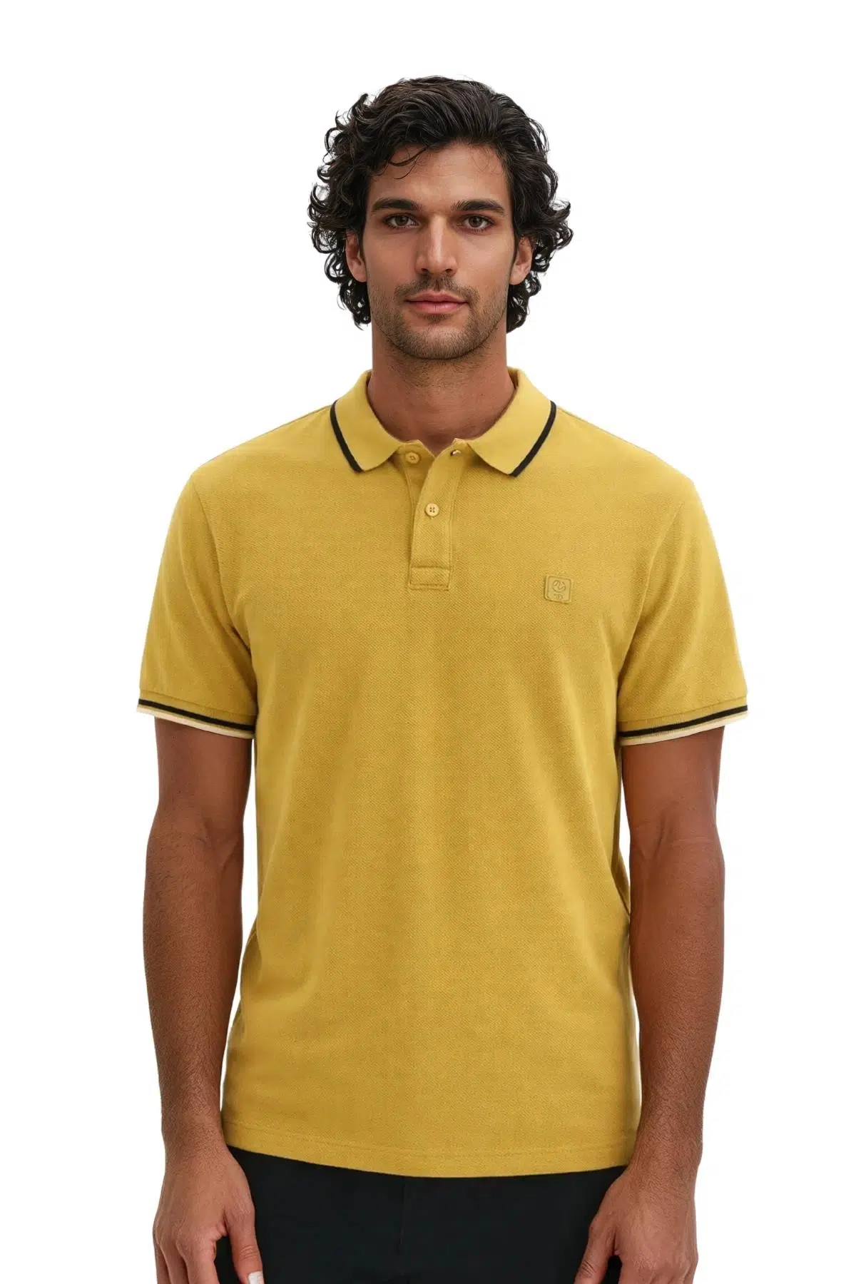Ar-ma Erkek Polo Yaka Tişört Baskisiz Basic Regular Fit Çift Toplama Penye Pike Y31374356802 - Hardal Sarısı-H1
