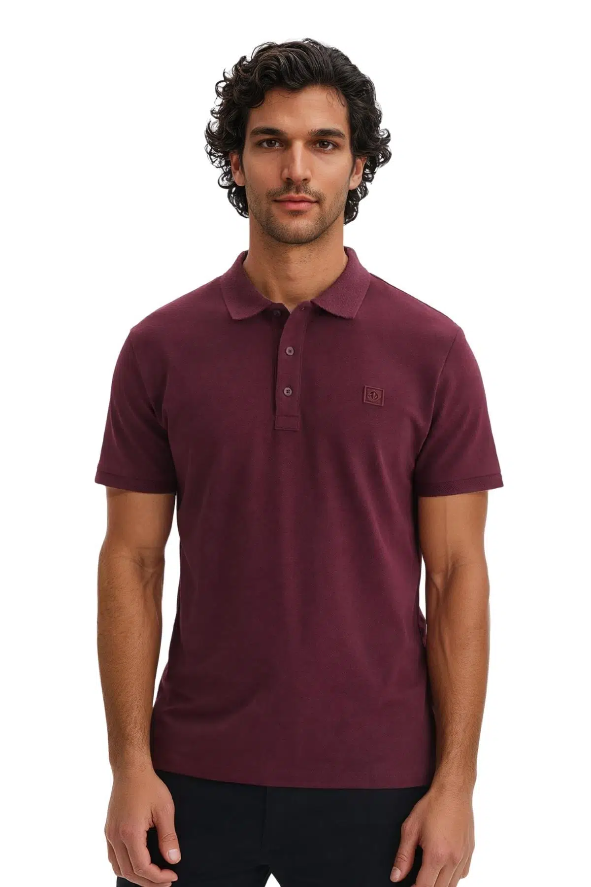Ar-ma Erkek Polo Yaka Tişört Baskisiz Basic Örme Kumaş Regular Fit %100 Pamuk 30/1 Çift Toplama Penye Pike Y31374357302 - Bordo-B1