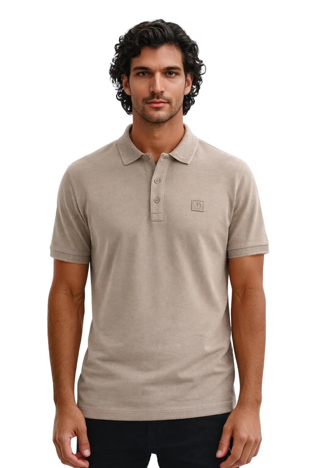 Ar-ma Erkek Polo Yaka Tişört Baskisiz Basic Örme Kumaş Regular Fit %100 Pamuk 30/1 Çift Toplama Penye Pike Y31374357302 - Gri-Bej G8