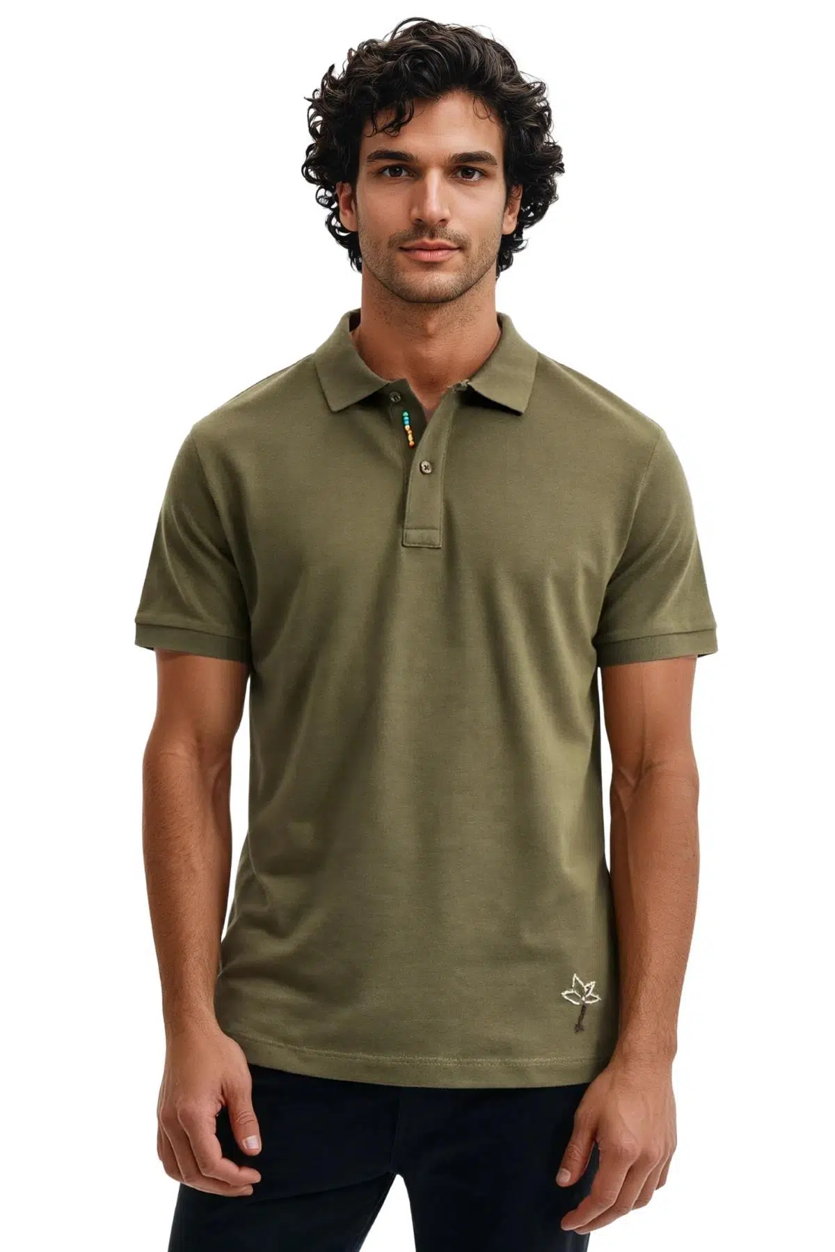 Ar-ma Erkek Polo Yaka Tişört Baskisiz Basic Örme Kumaş Regular Fit %100 Pamuk 30/1 Çift Toplama Penye Pike Y31374358202 - Haki-H1
