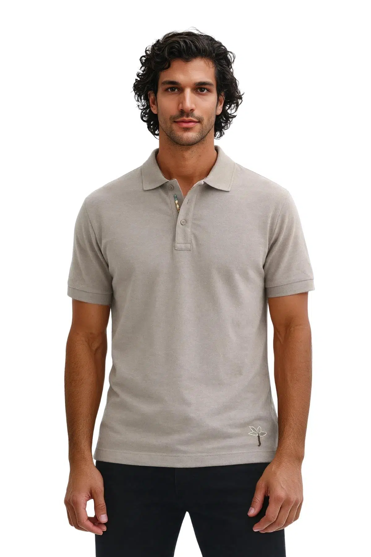 Ar-ma Erkek Polo Yaka Tişört Baskisiz Basic Örme Kumaş Regular Fit %100 Pamuk 30/1 Çift Toplama Penye Pike Y31374358202 - Gri-Bej G8