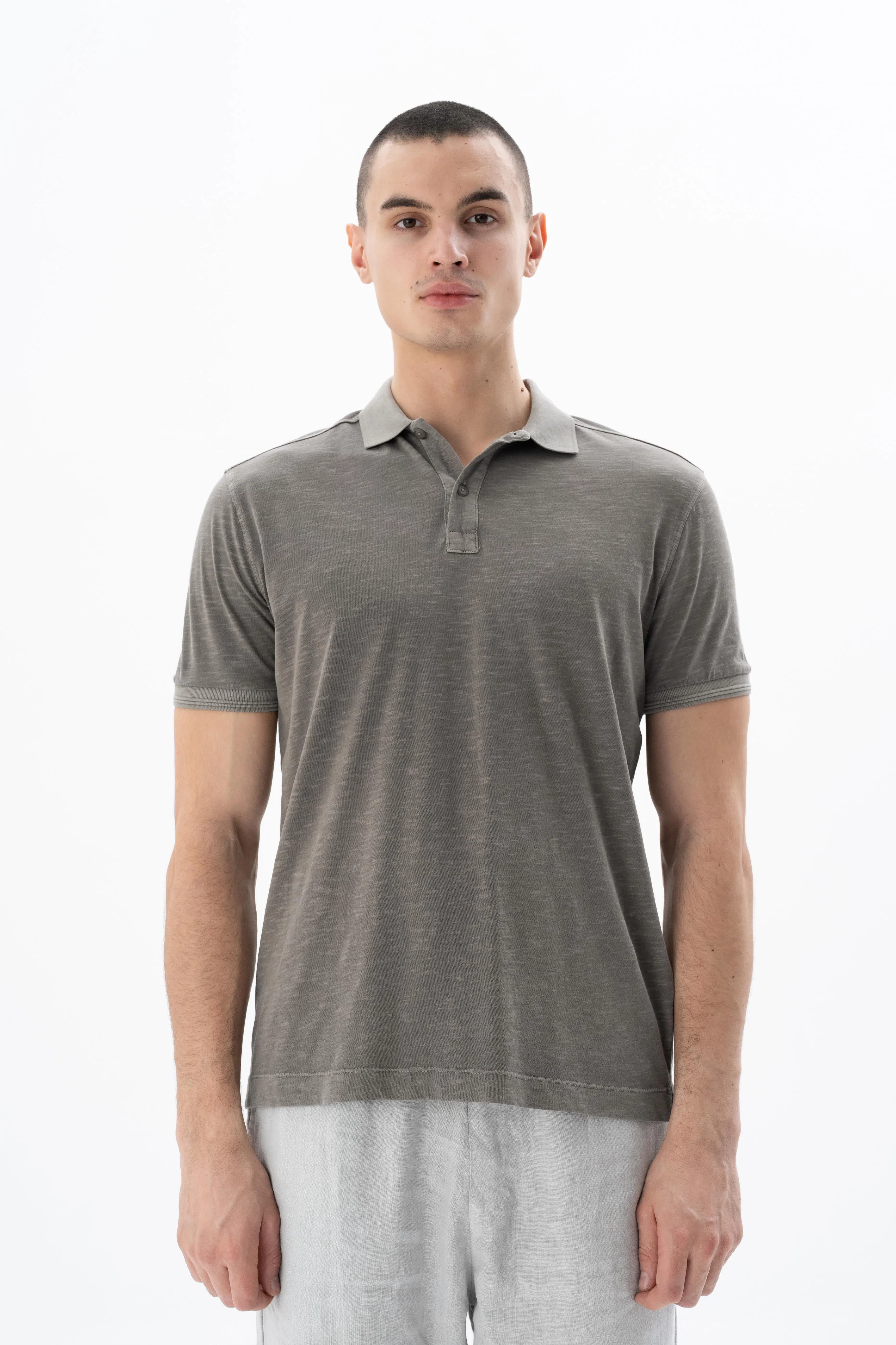 Ar-ma Erkek Polo Yaka Tişört Baskisiz Basic Regular Fit Flamli Süprem Y25374490301 - Haki-H1