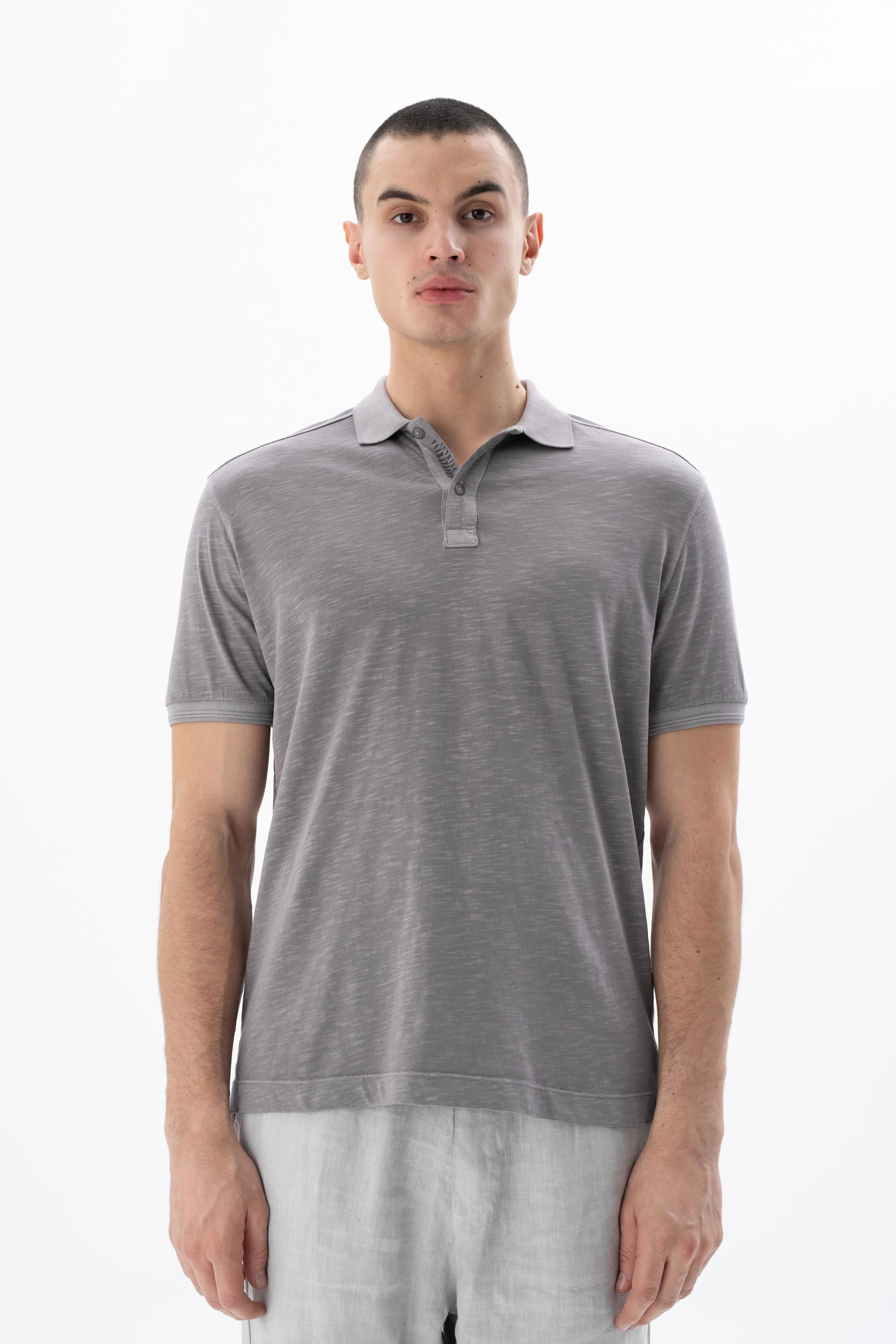 Ar-ma Erkek Polo Yaka Tişört Baskisiz Basic Regular Fit Flamli Süprem Y25374490301 - Gri-G2