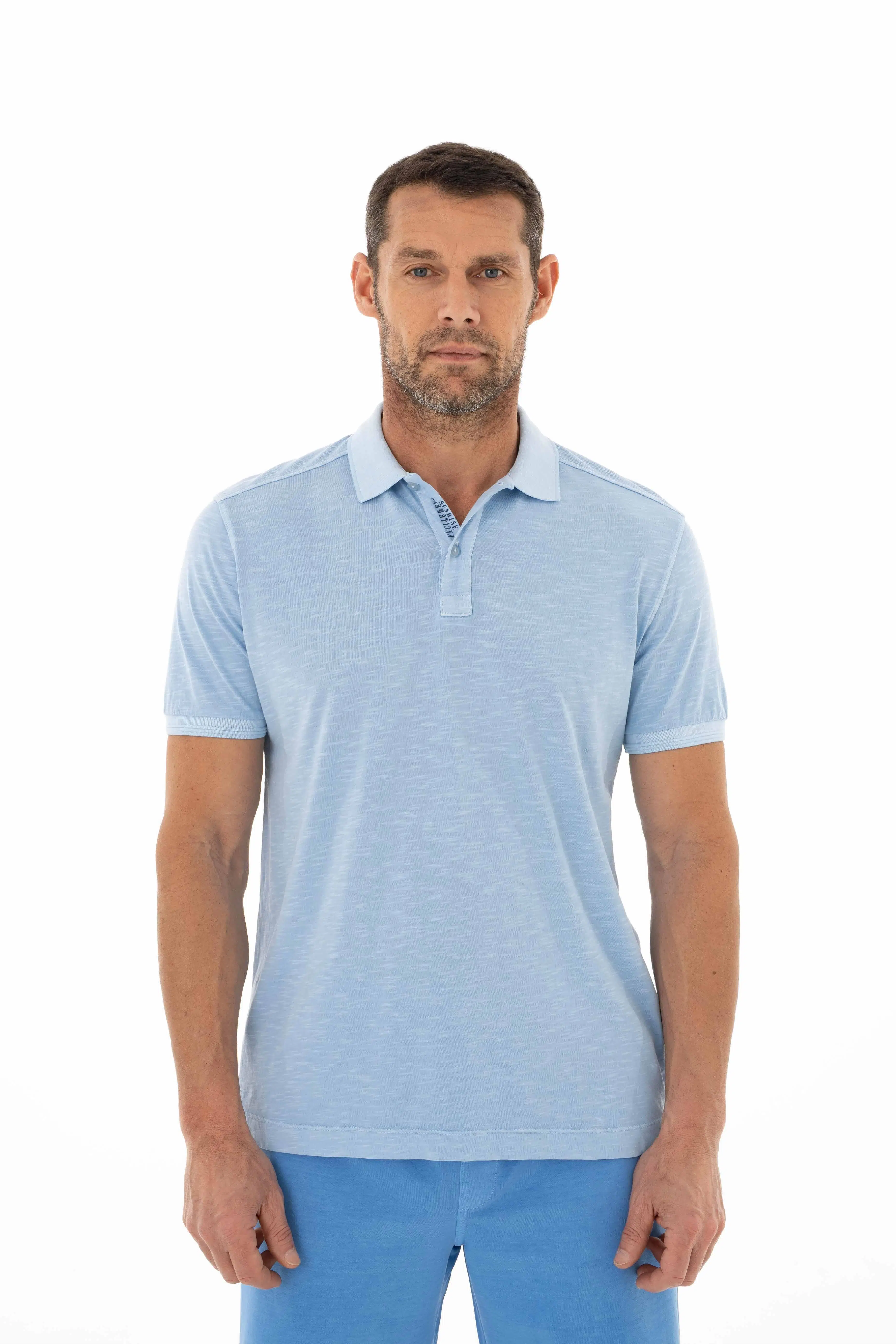 Ar-ma Erkek Polo Yaka Tişört Baskisiz Basic Regular Fit Flamli Süprem Y25374490301 - Mavi-M2
