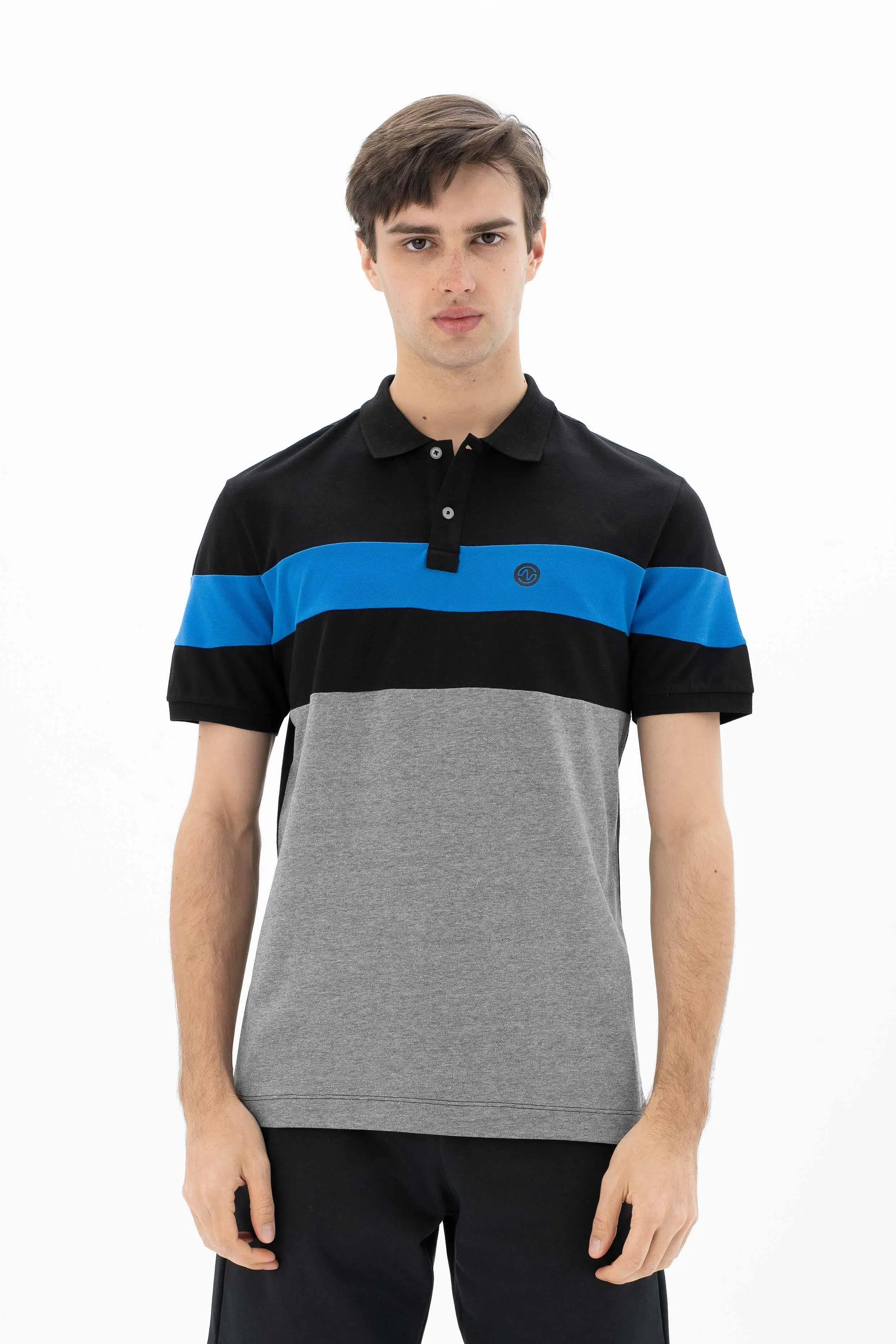 Ar-ma Erkek Polo Yaka Tişört Baskisiz Basic Regular Fit Tek Toplama Licrali Pike Y25344304101 - Siyah-S1