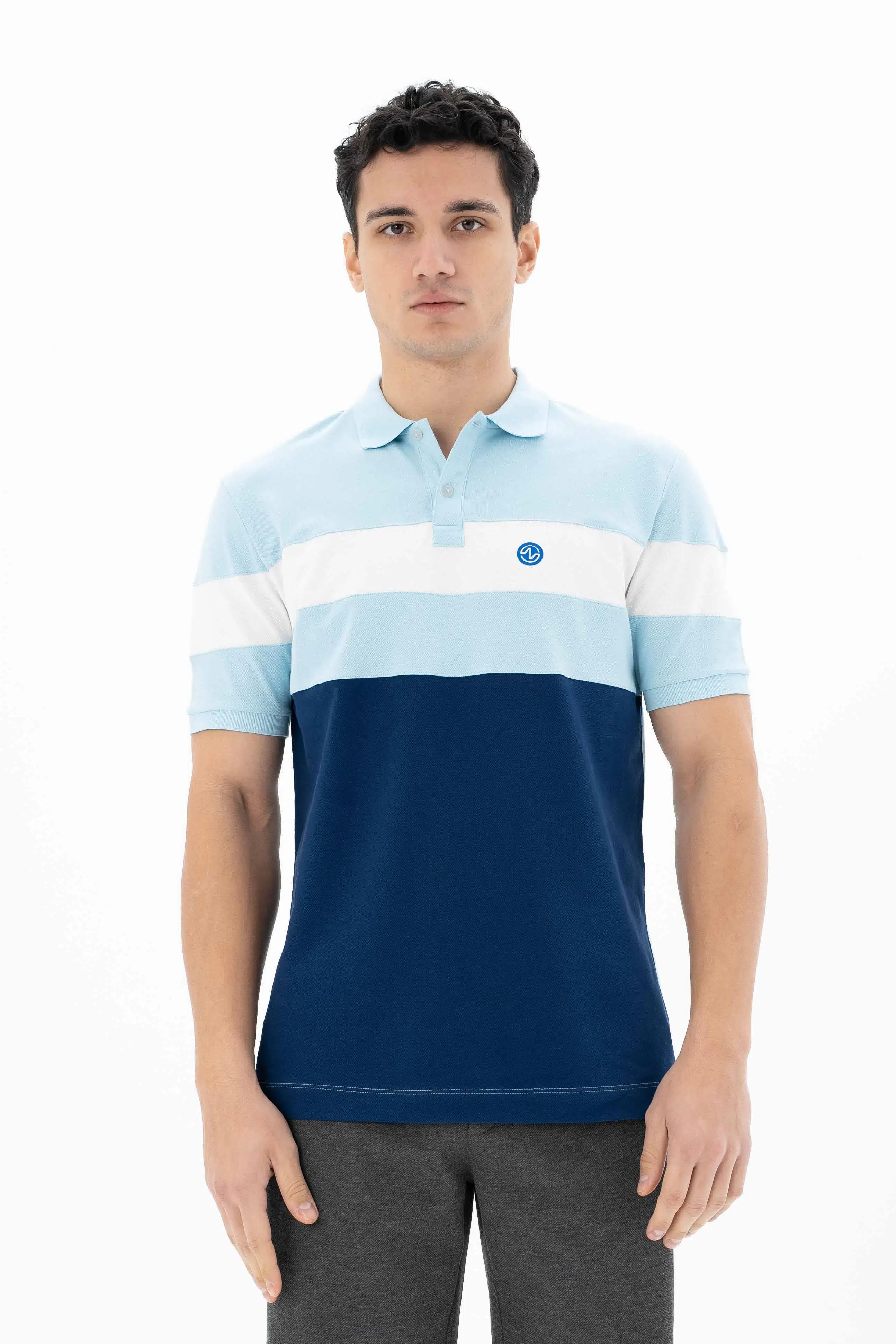 Ar-ma Erkek Polo Yaka Tişört Baskisiz Basic Regular Fit Tek Toplama Licrali Pike Y25344304101 - Mavi-M1
