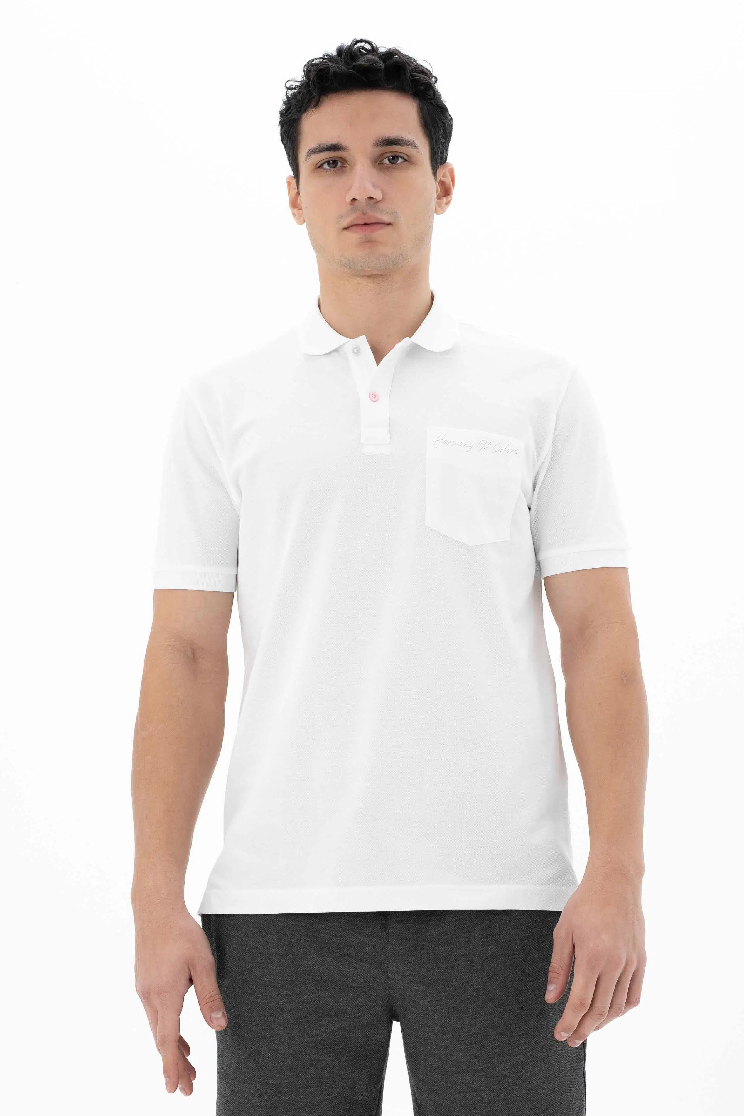 Ar-ma Erkek Polo Yaka Tişört Baskisiz Basic Sol Göğüs Cepli Örme Kumaş Büyük Beden %100 Pamuk 30/1 Çift Toplama Penye Pike Y25374866601 - Beyaz-B1